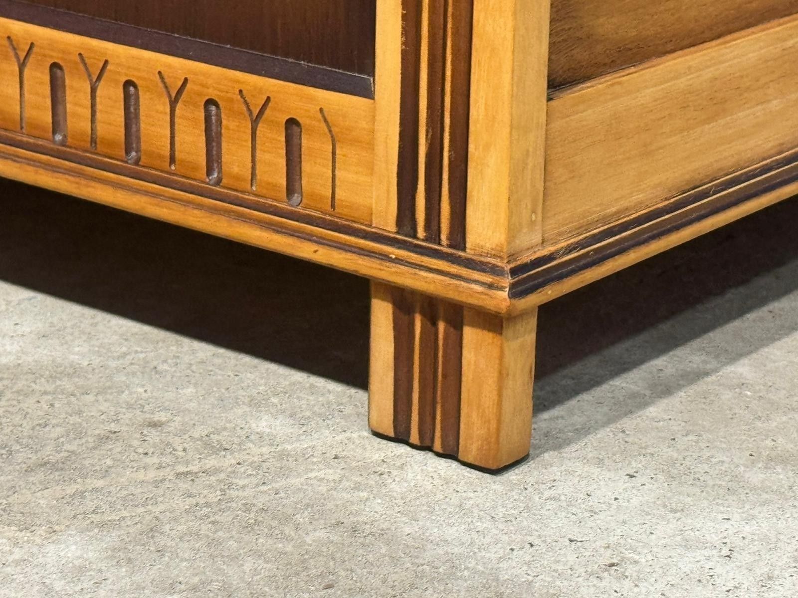 photo for sale Vintage Oak Coffer Blanket Box Panelled Front Hinged Lid Stripped Light Wood