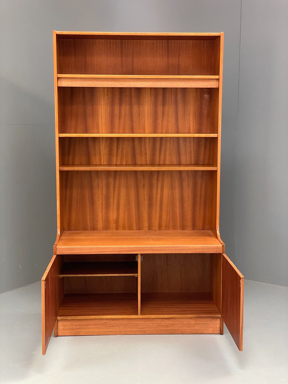 Vintage Teak Wall Unit Jentique 1970s Retro Shelving Glazed Eb11972 photo for sale