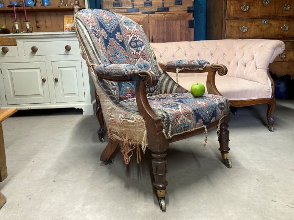 A Fine Decorative Early 19thc Rosewood And Fabric Armchair photo 490.0
