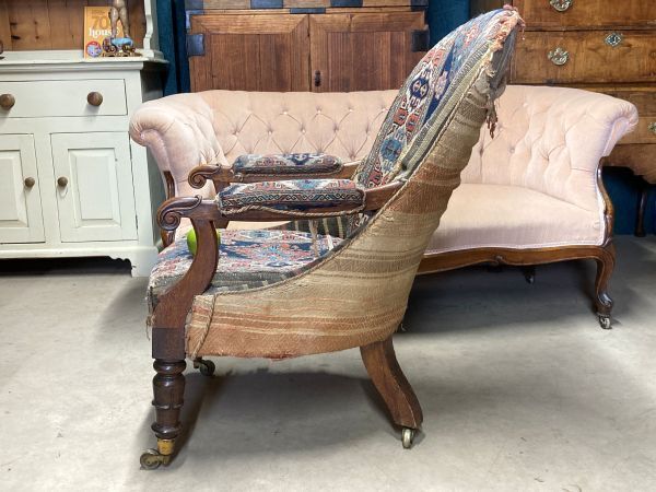 A Fine Decorative Early 19thc Rosewood And Fabric Armchair photo vintage