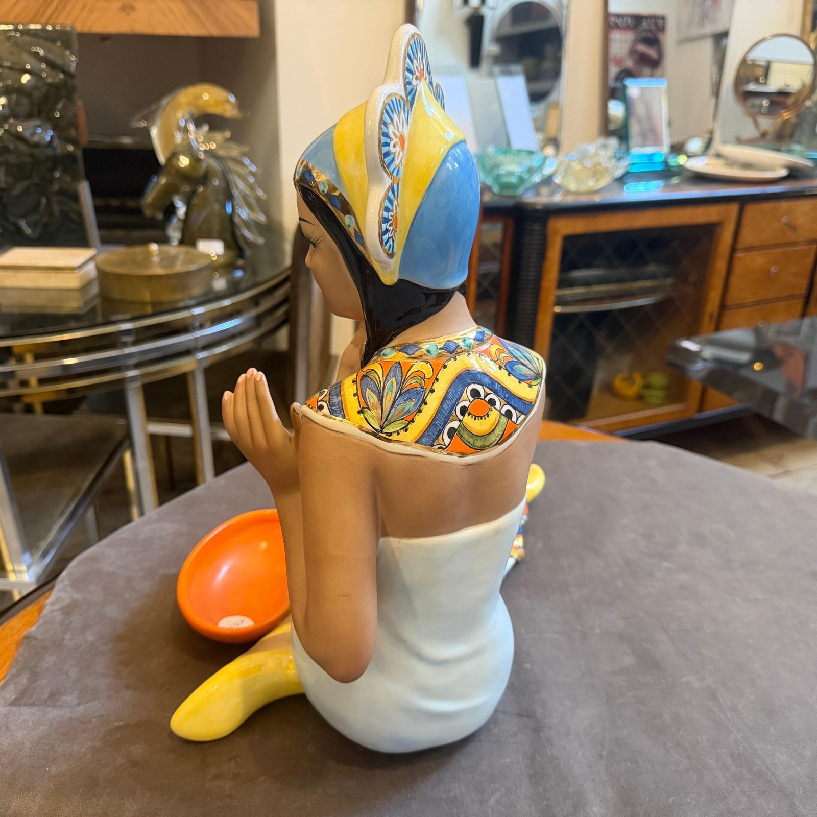 1950s. Hand Painted Porcelain Oriental Woman Figure By Ronzan photo Home Decor