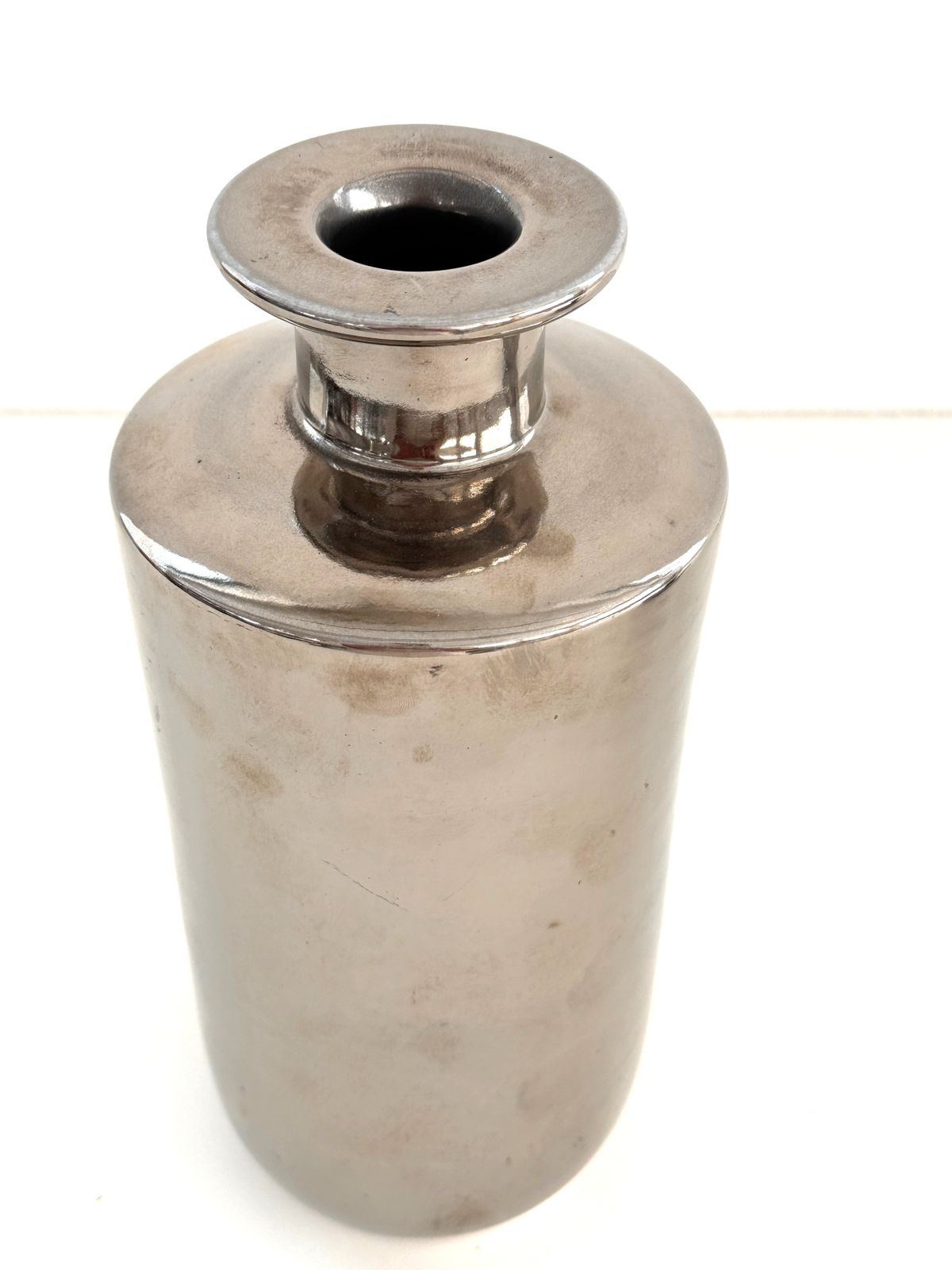 Italian Ceramic Vase Metallic Chrome Silver By Aldo Londi For Bitossi photo furniture