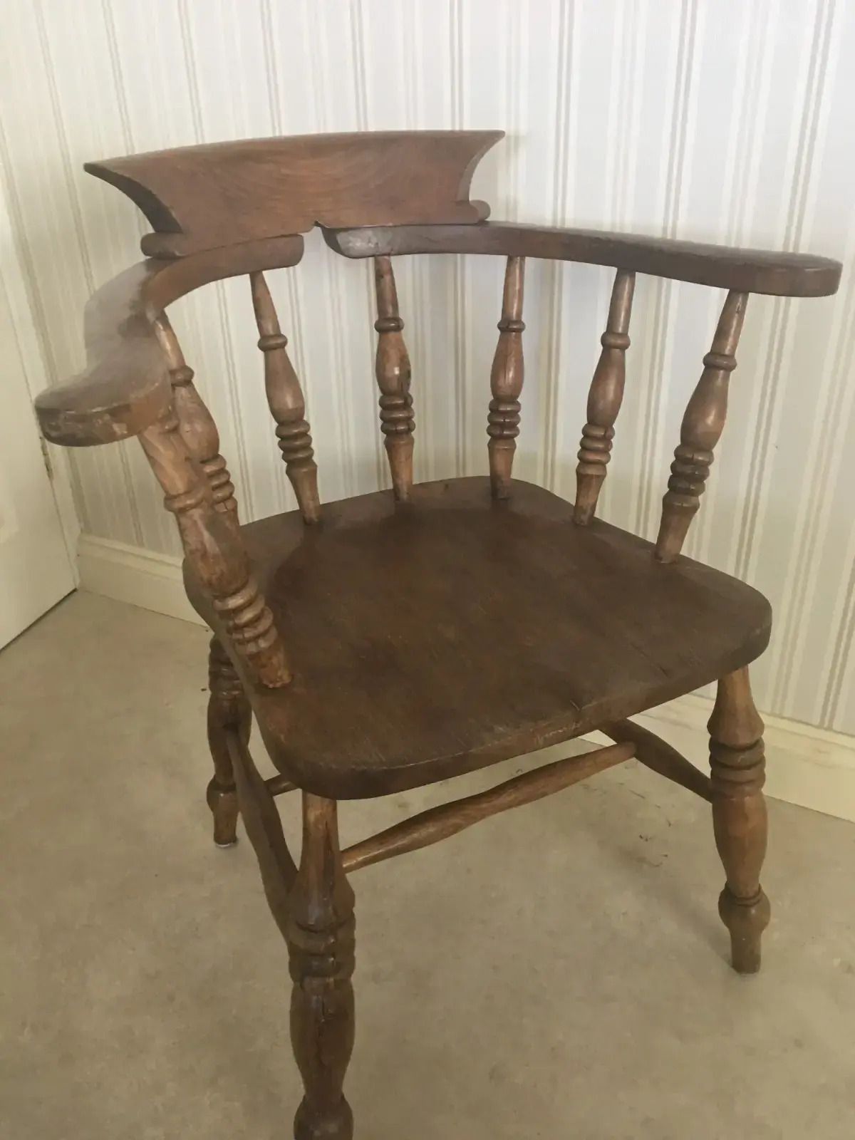 Beautifully Restored Vintage Old English Solid Oak Pub/Garden/Bistro Seat/Chair photo furniture