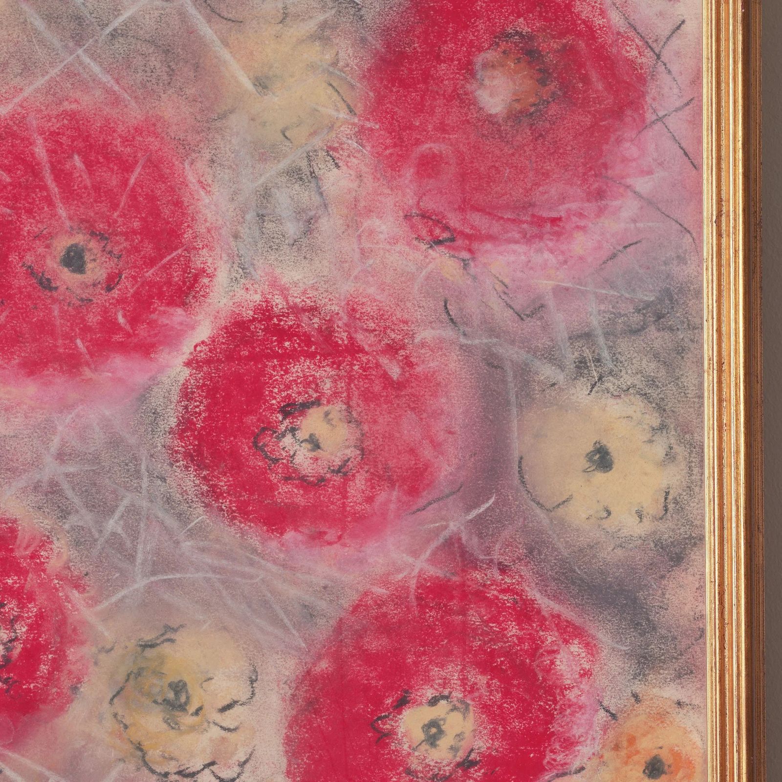 Pastel Drawing Of A Poppy Field photo Art