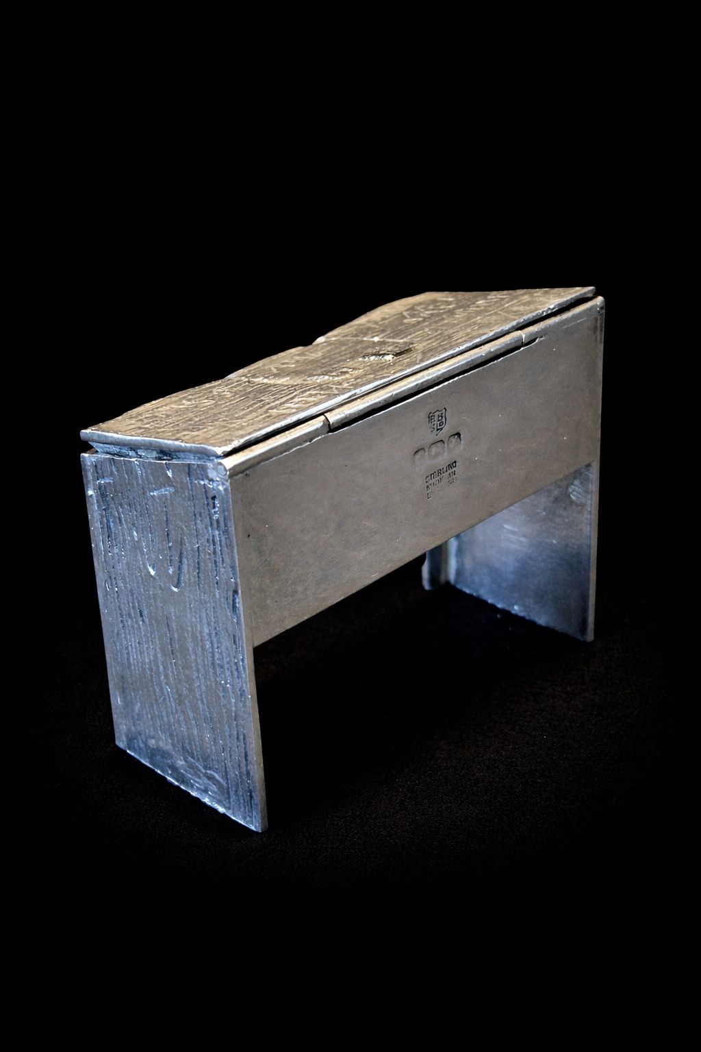 Antique Solid Silver Novelty Stamp Box In The Form Of Shakespear's Desk photo Furniture
