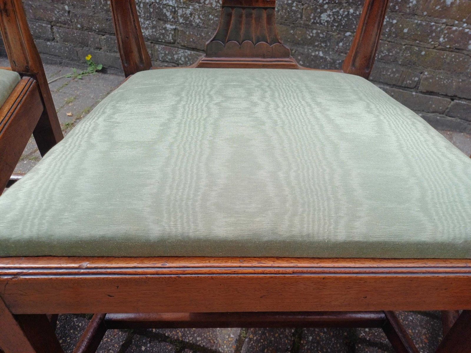 Set Of 6 Vintage Repro Mahogany Dining Chairs Carver Chair Chippendale Style Chairs Green Upholstery Vintage Dining Set photo vintage