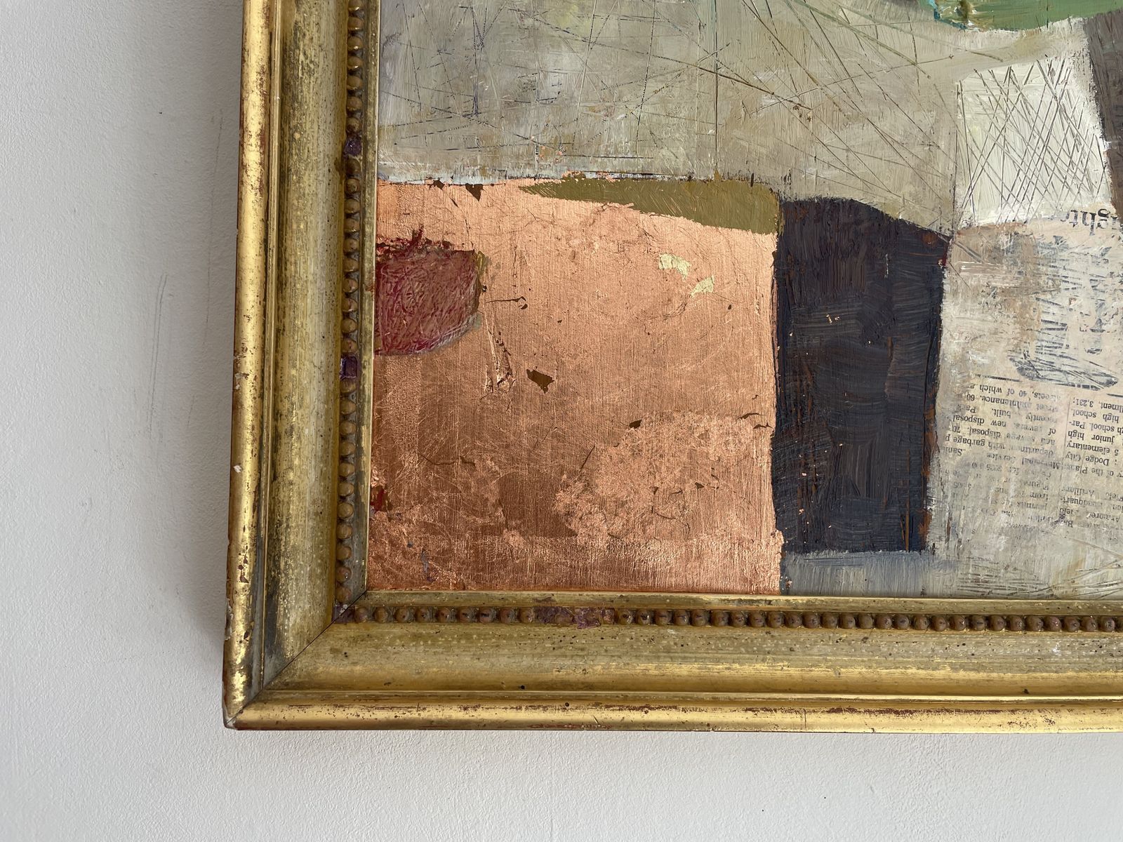The Gold Field. Painting In Acrylic And Collage In Vintage Frame. photo 445.0