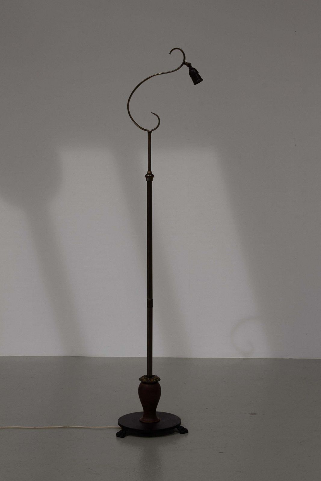 Danish Art Deco Floor Lamp In Brass, Wood And Iron By Lyfa, 1920s. photo furniture