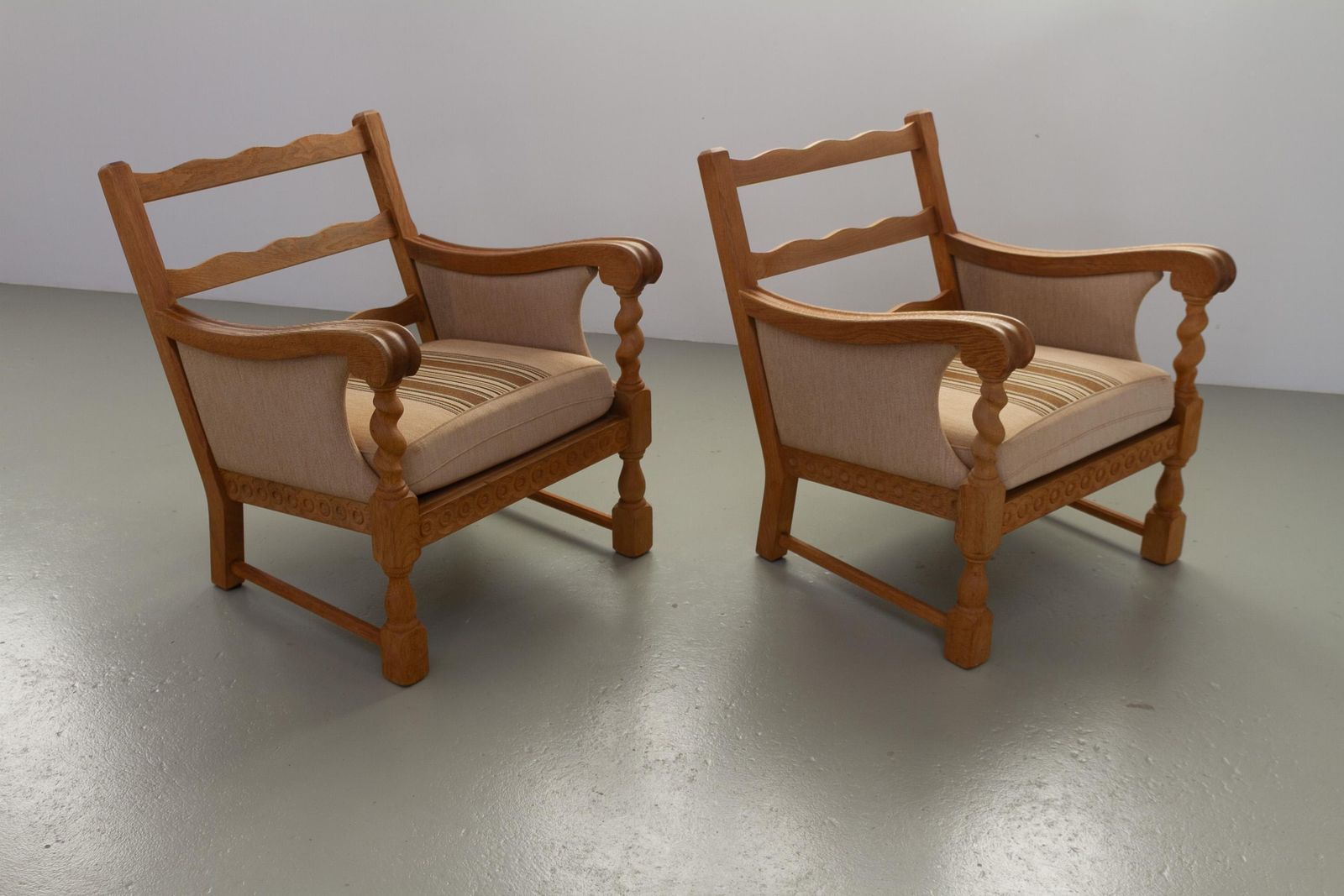 Danish Mid Century Modern Oak Lounge Chairs In Kjærnulf Style, 1960s. Set Of 2. photo vintage