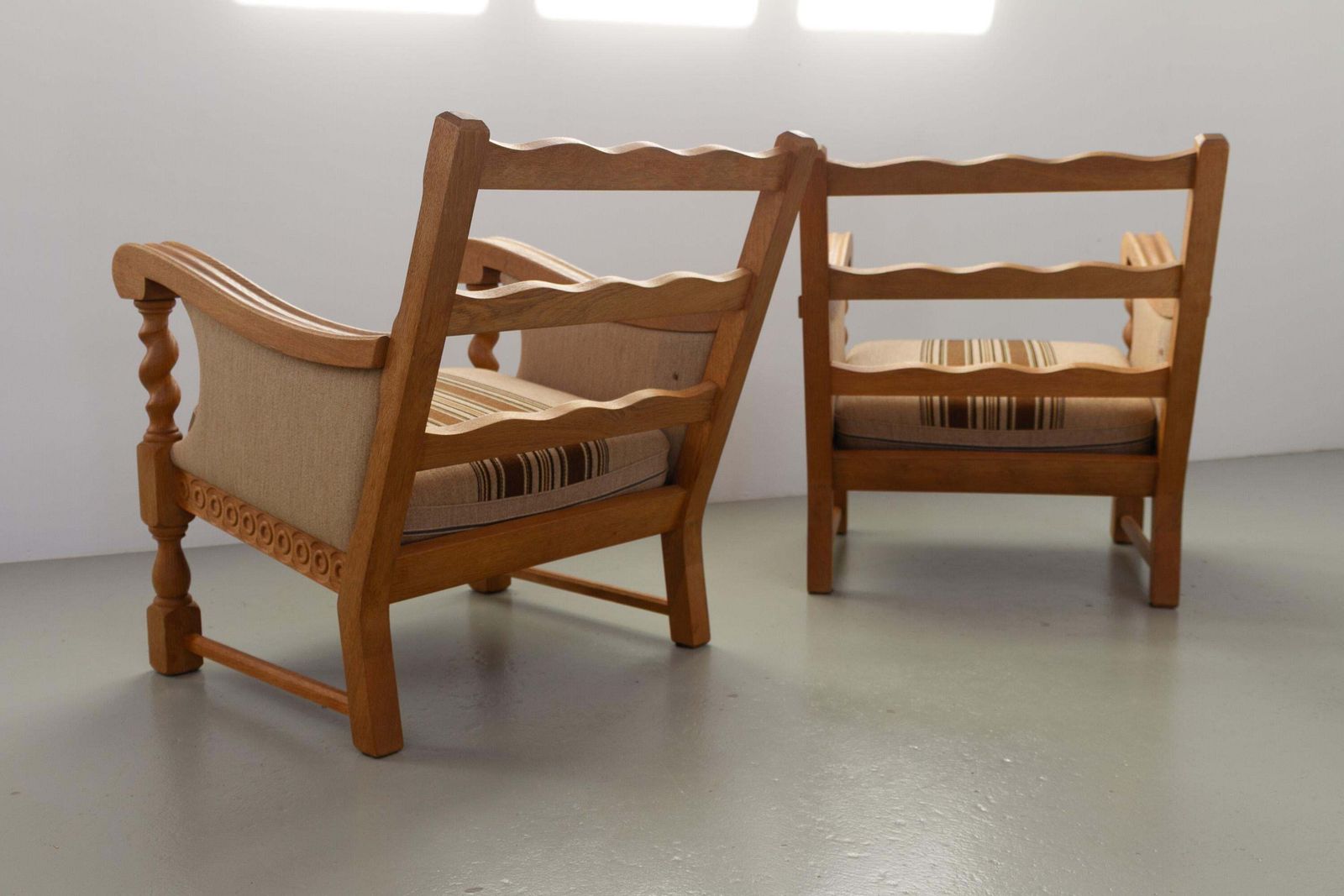 photo buy Danish Mid Century Modern Oak Lounge Chairs In Kjærnulf Style, 1960s. Set Of 2.