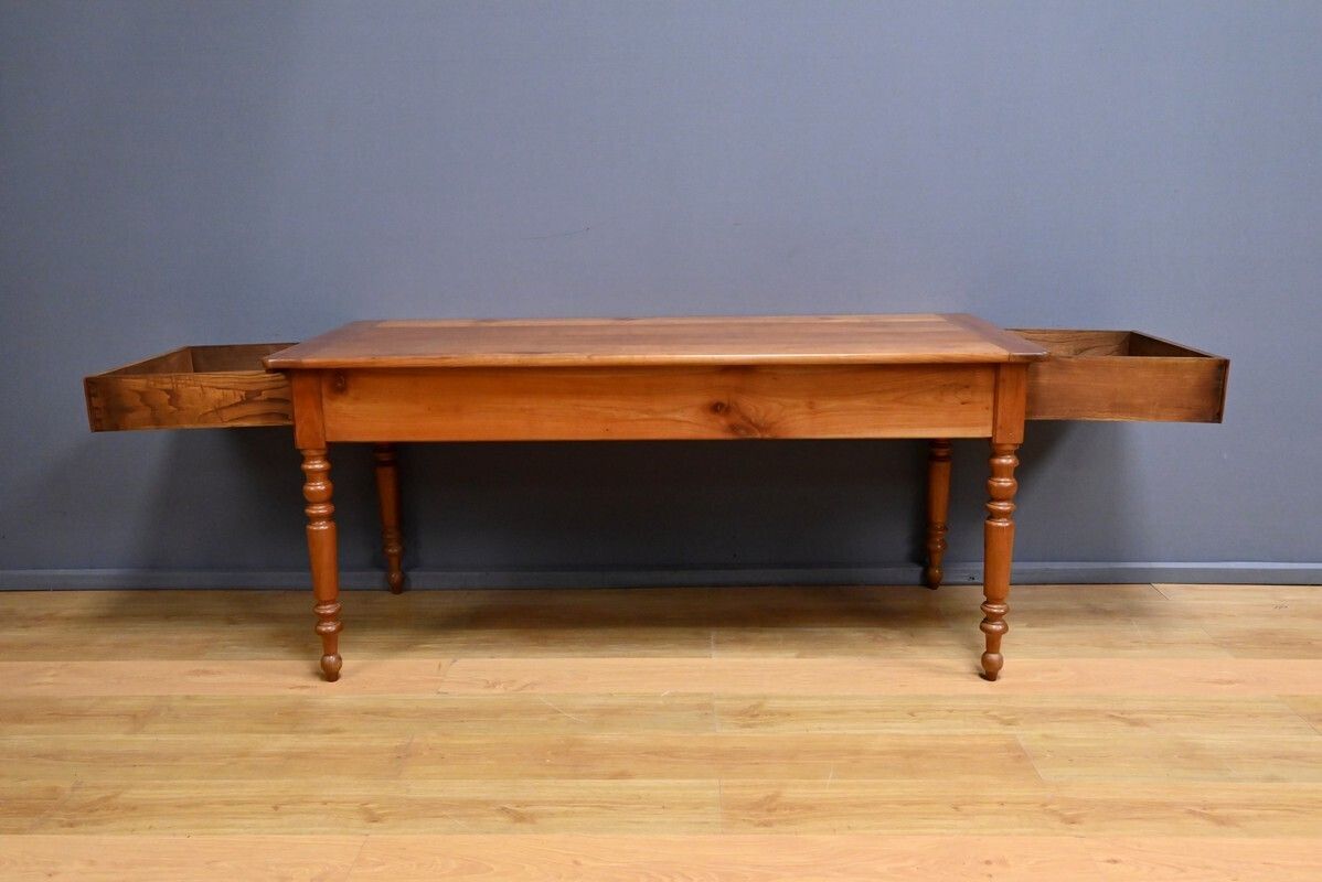 Cherry Wood Farmhouse Table – Late 19th Century photo vintage