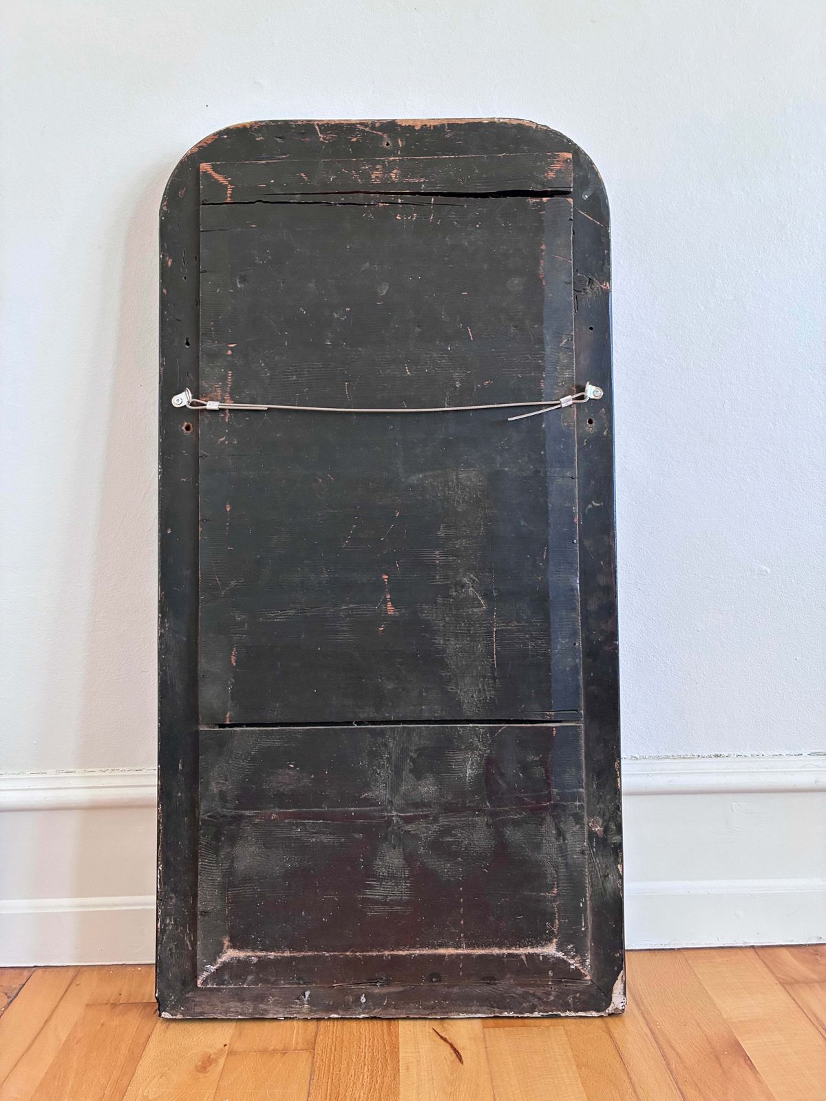 Antique French Louis Philippe Full Length Mirror – Black And Gold, Late 19th Century photo vintage