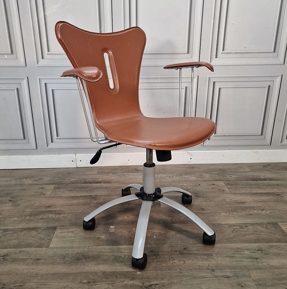 Vintage Office Chair Swivel Desk Seat Retro Arne Jacobsen Style Syver 7 Repro