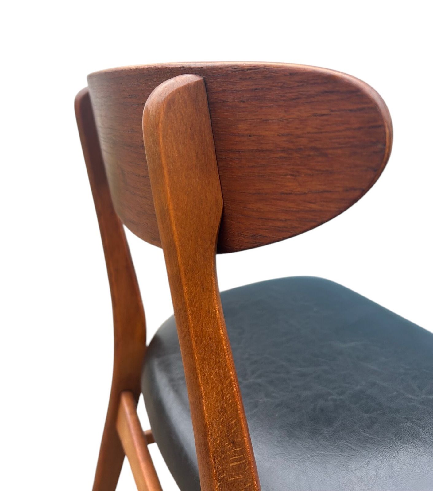 Danish Set Of 4 Model 210 Farstrup Teak And Black Vinyl Dining Chairs Mid Century 1960s photo for sale
