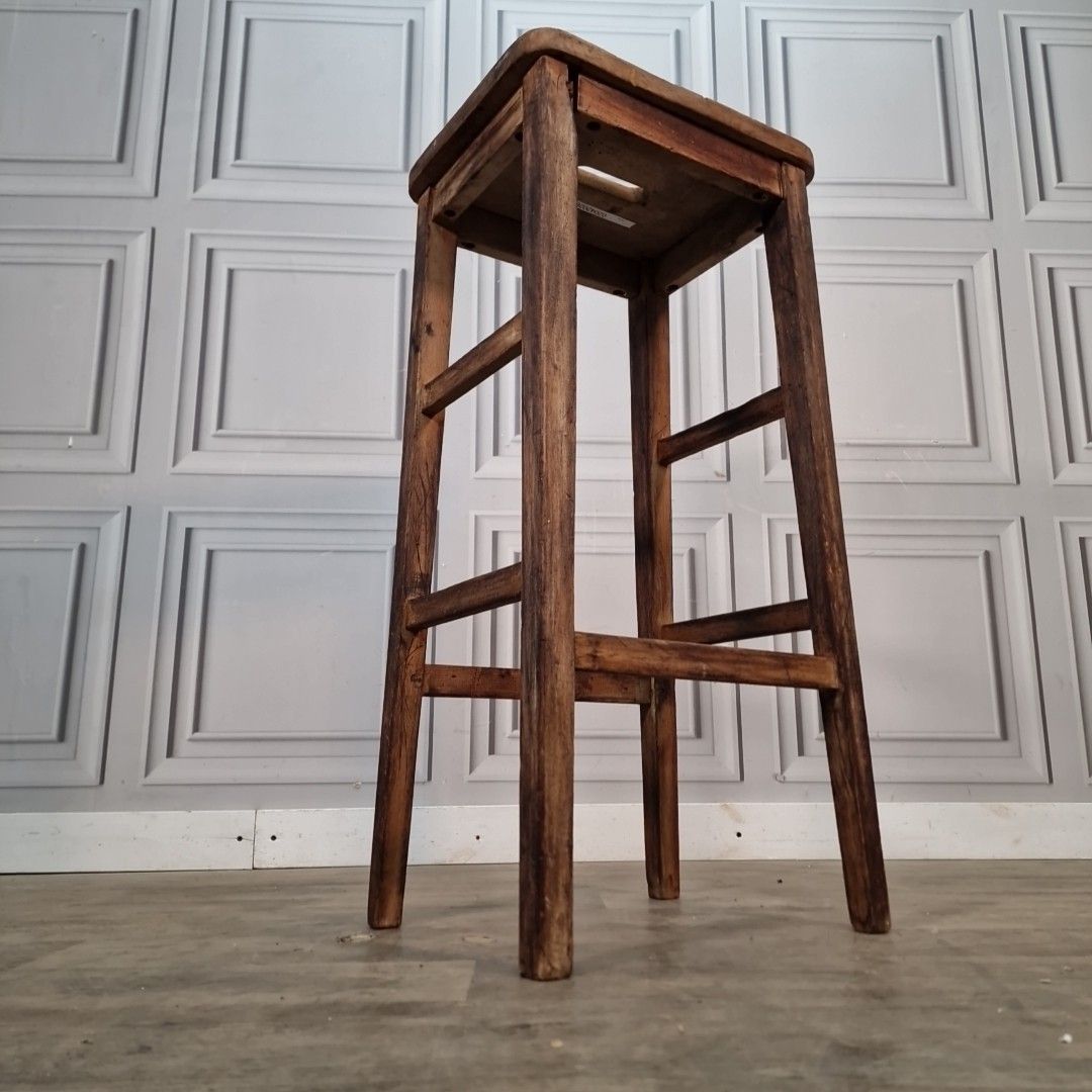 Vintage Industrial Wooden Stool Air Ministry Lab Workshop Chair Seat Rustic Am photo for sale