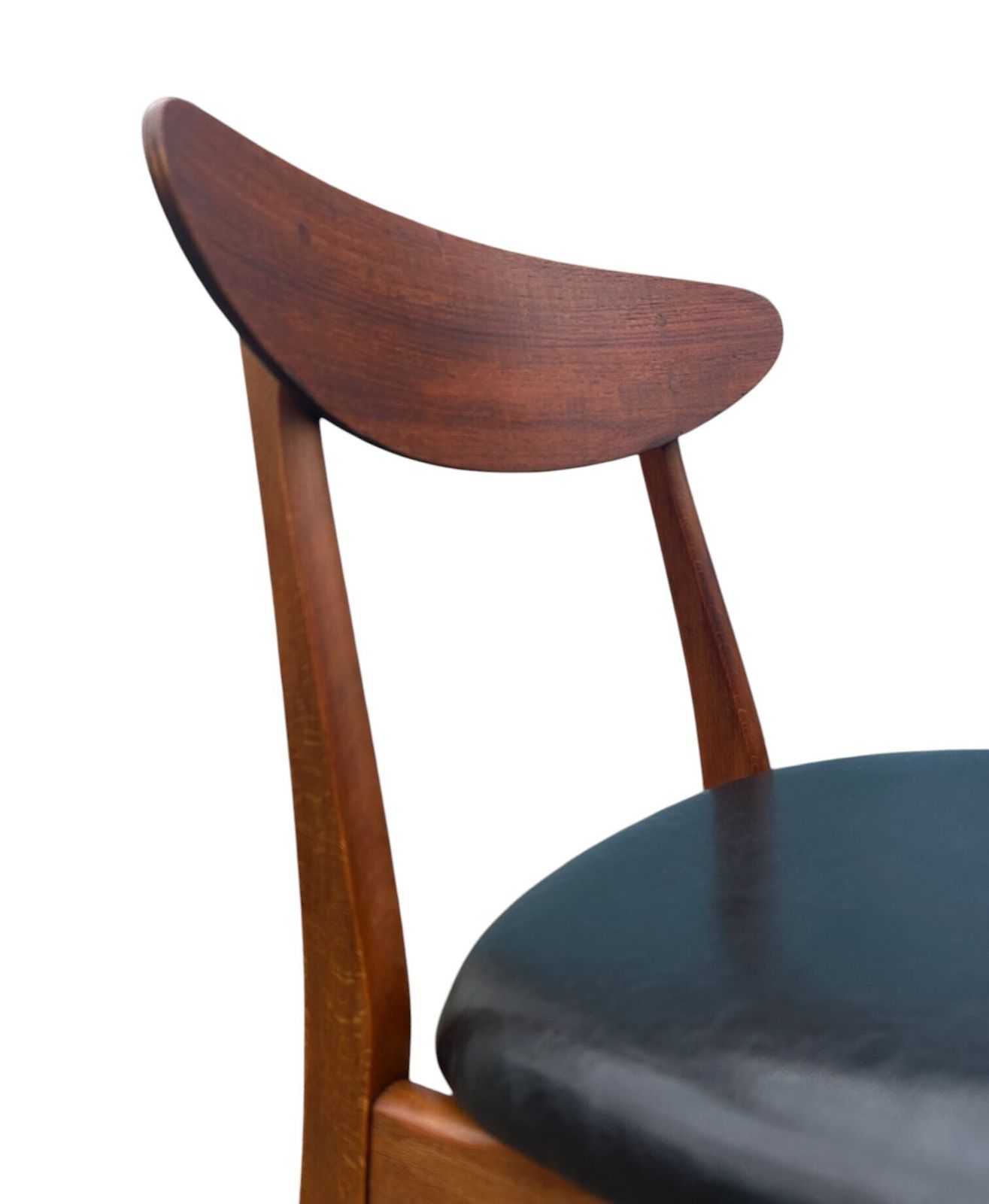 photo for sale Danish Set Of 4 Model 210 Farstrup Teak And Black Vinyl Dining Chairs Mid Century 1960s