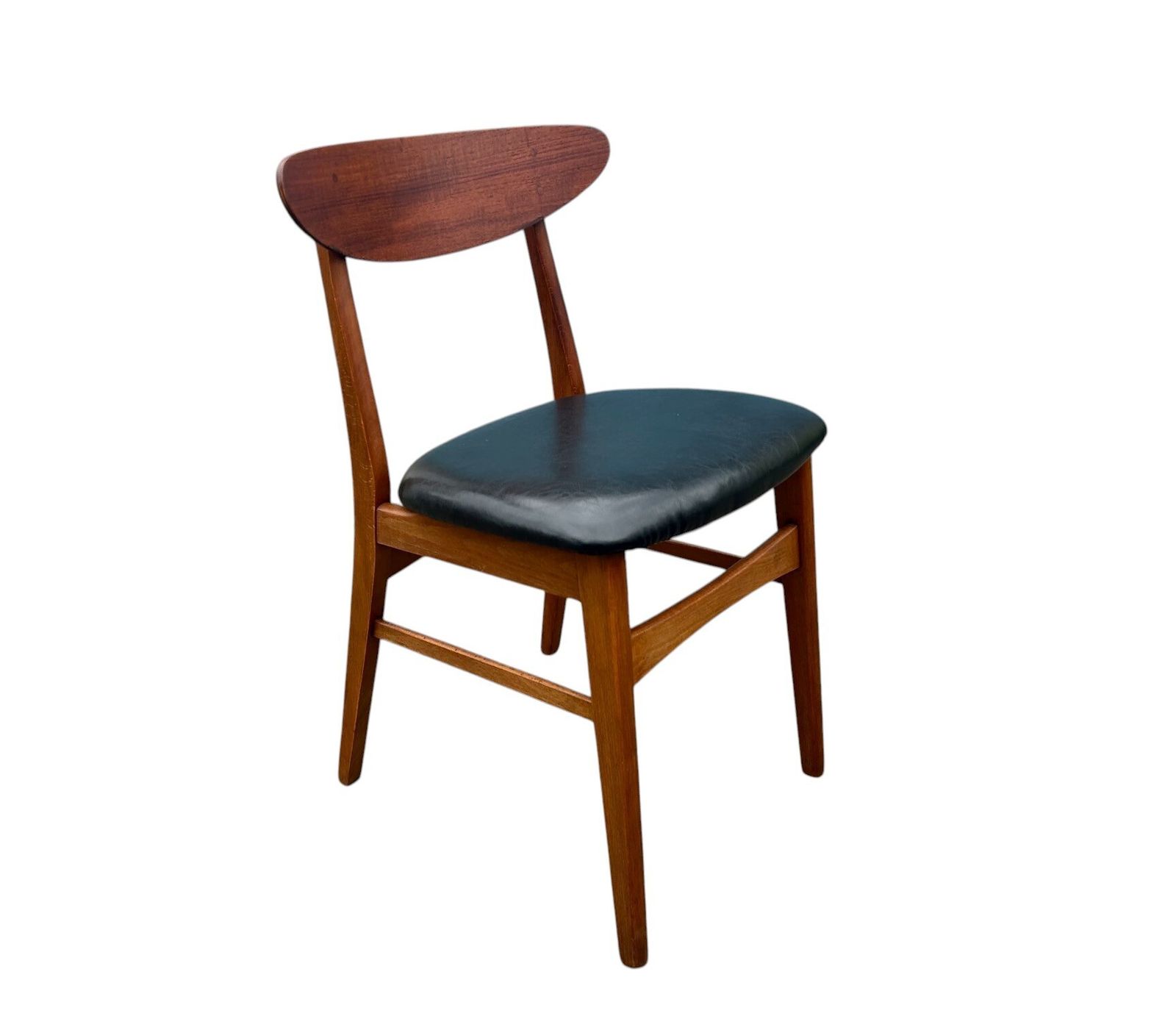 photo vinterior Danish Set Of 4 Model 210 Farstrup Teak And Black Vinyl Dining Chairs Mid Century 1960s