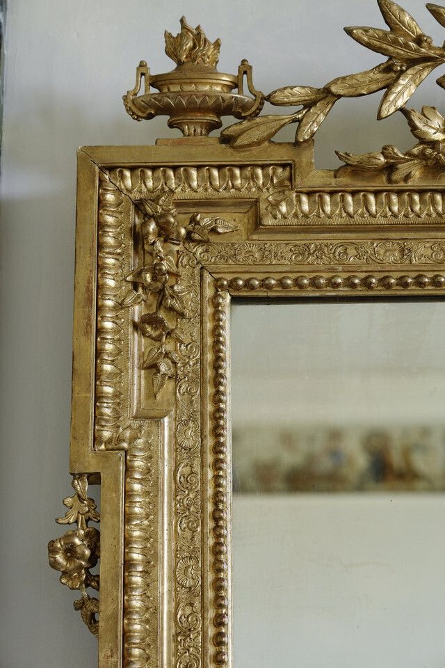 Gilded Wood Mirror In The Napoleon III Style, 19th Century photo vintage