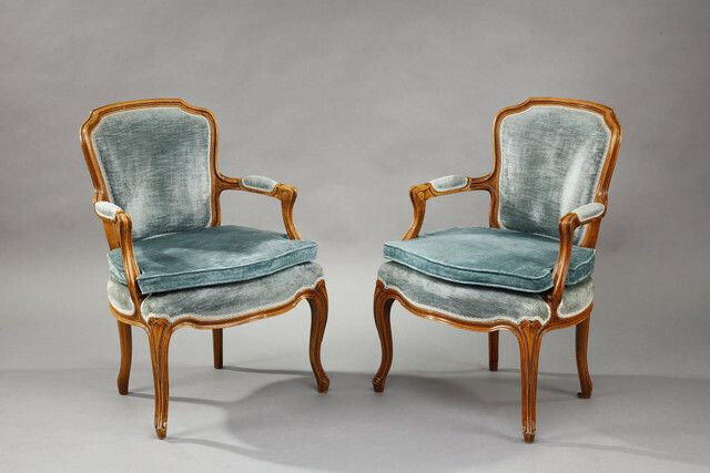 Pair Of Rococille Style Armchairs, 19th Century photo for sale