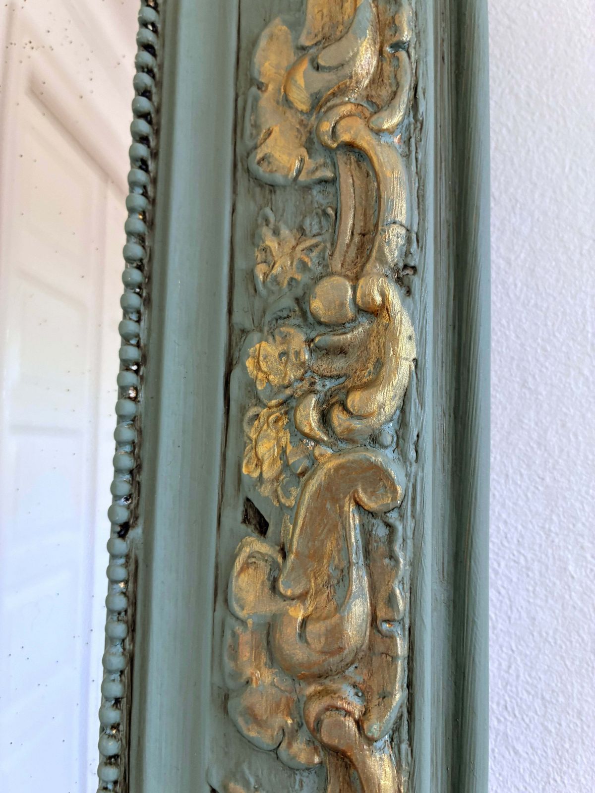 Large Antique French Louis Philippe Mirror – Green And Gold, Late 19th Century photo 890.0