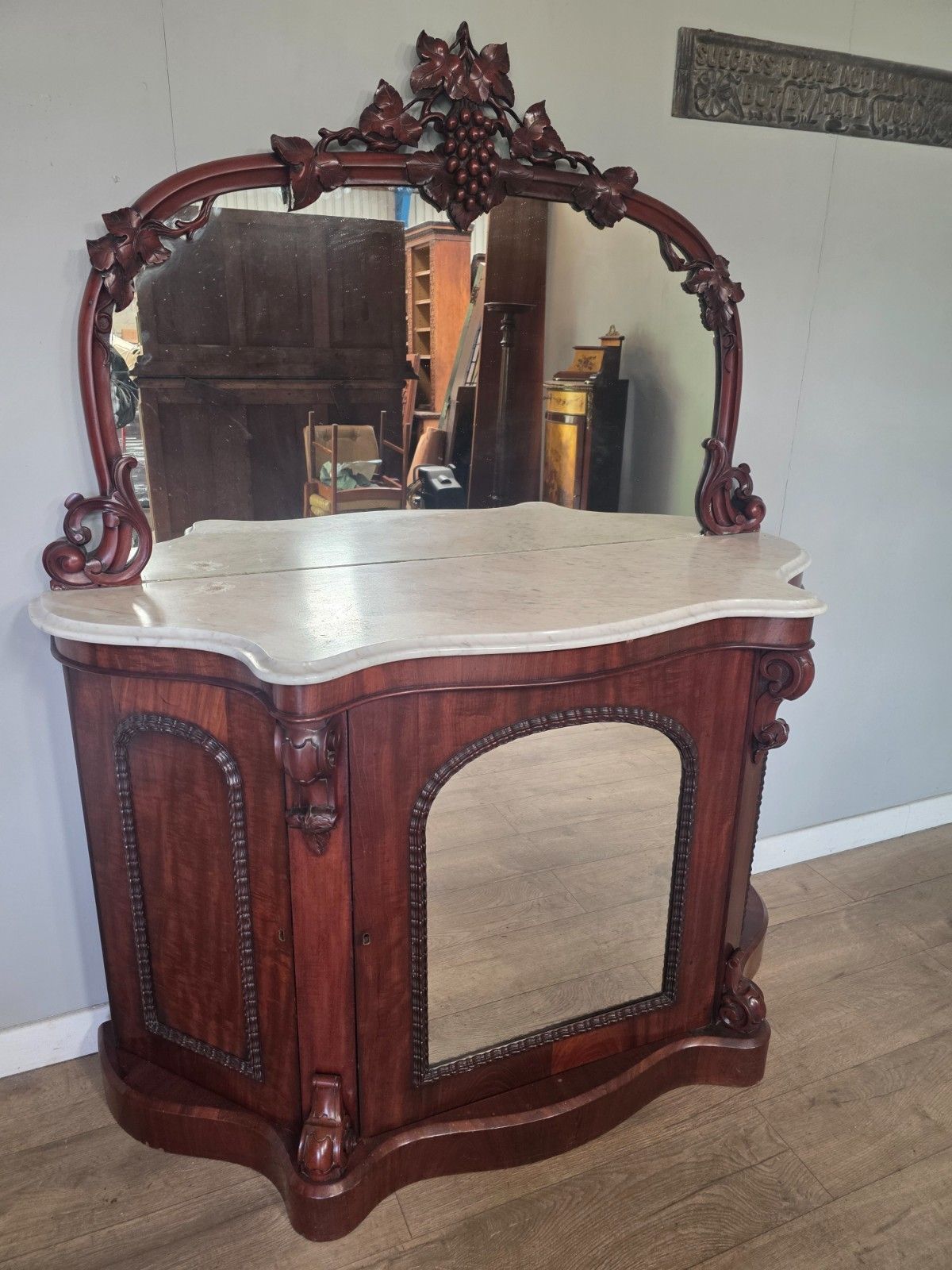 Antique Mahogany Victorian Marble Top Chiffionier 1870s Le photo furniture
