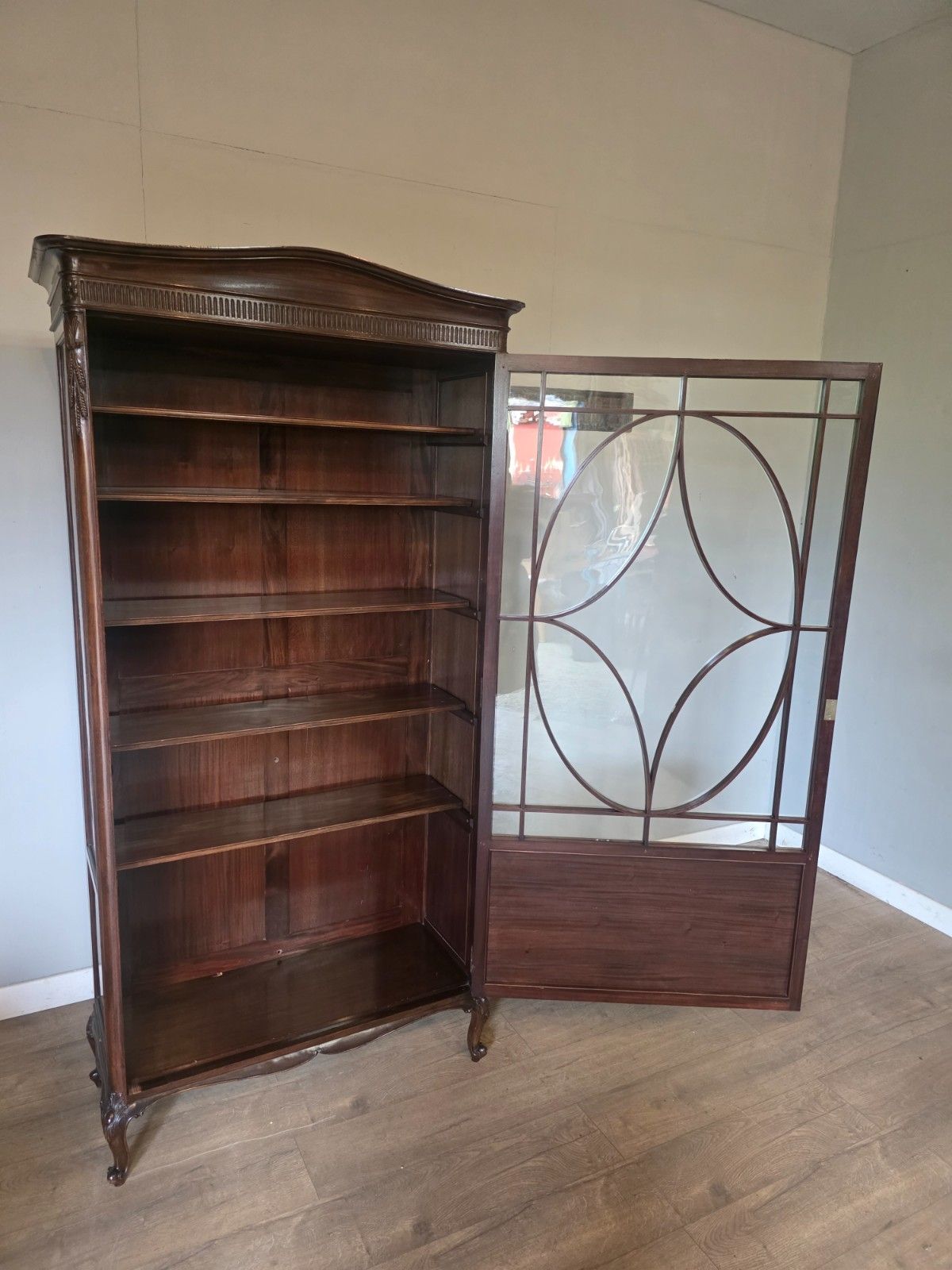 photo for sale Antique Glazed Maghongy Bookcase 1900s