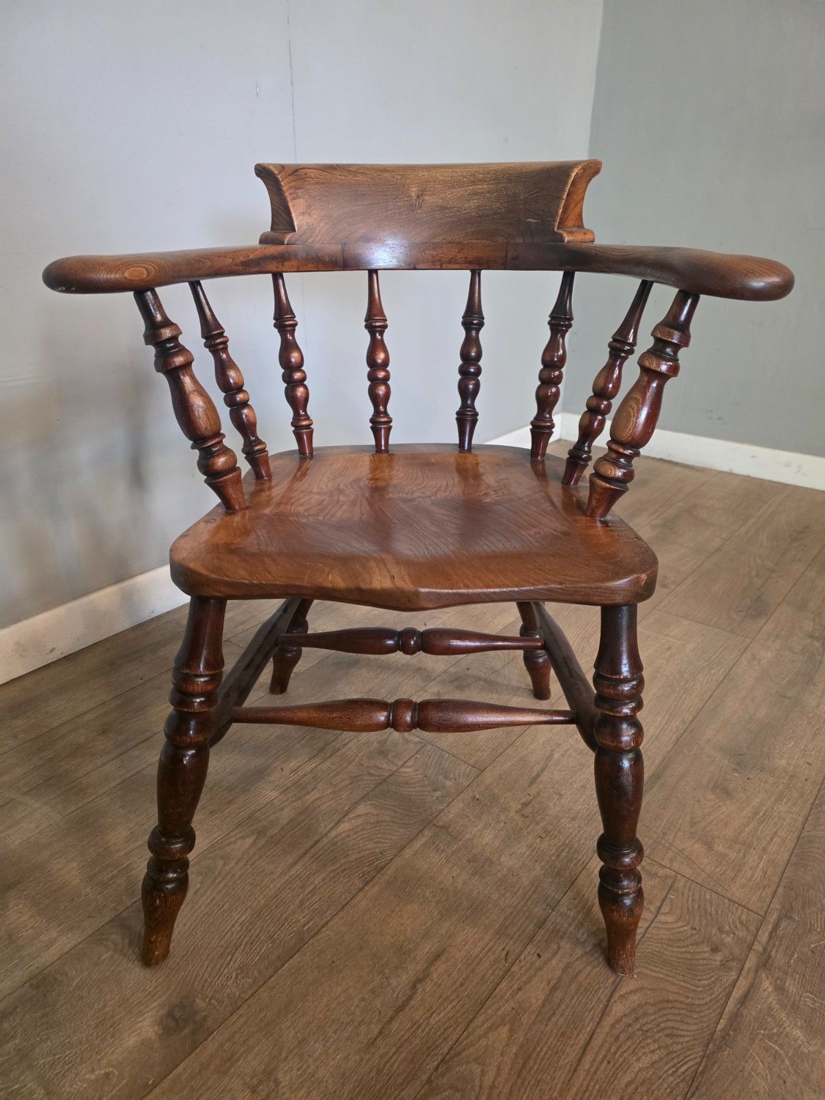 325.0 Antique Original Smokers Bow/Captains Chair Made From Elm 1890s photo