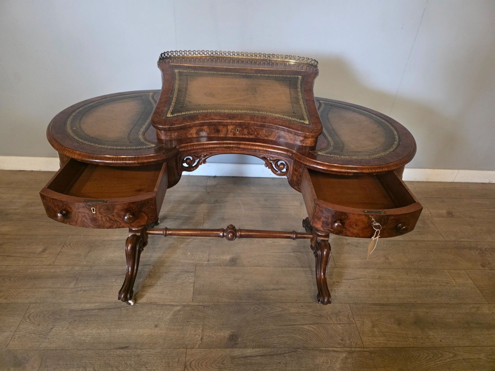 photo for sale Antique Victorian Burr Walnut Writing Desk 1870s