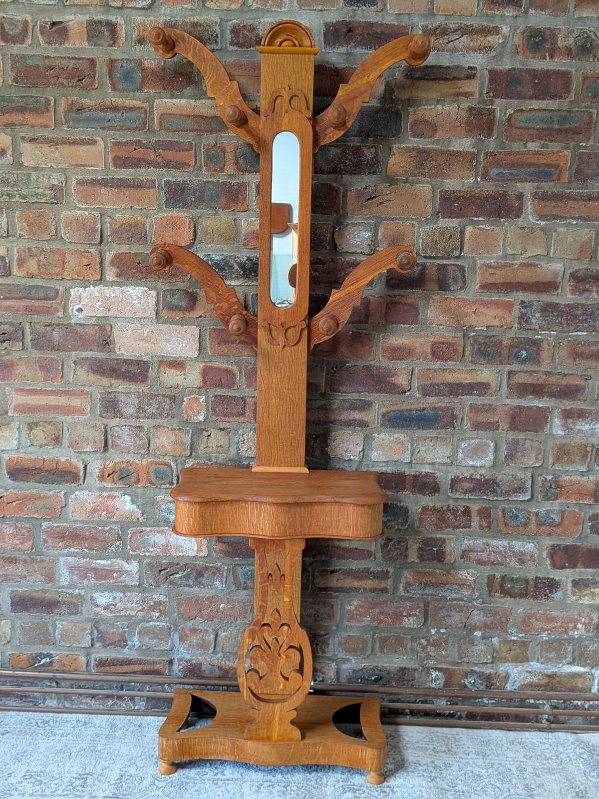Victorian Oak Hall Stand / Coat Tree