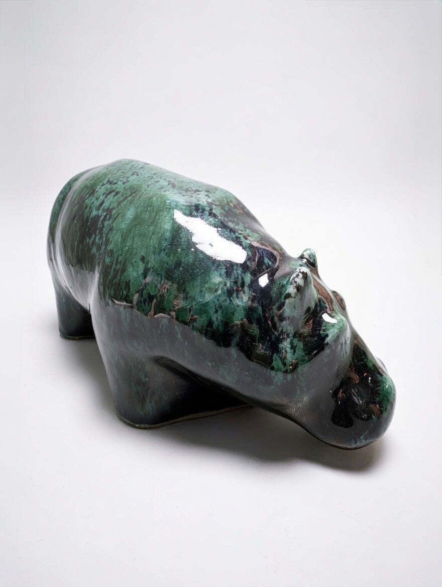 Otto Keramik Ceramic Hippopotamus West German Pottery Fat Lava photo 125.0