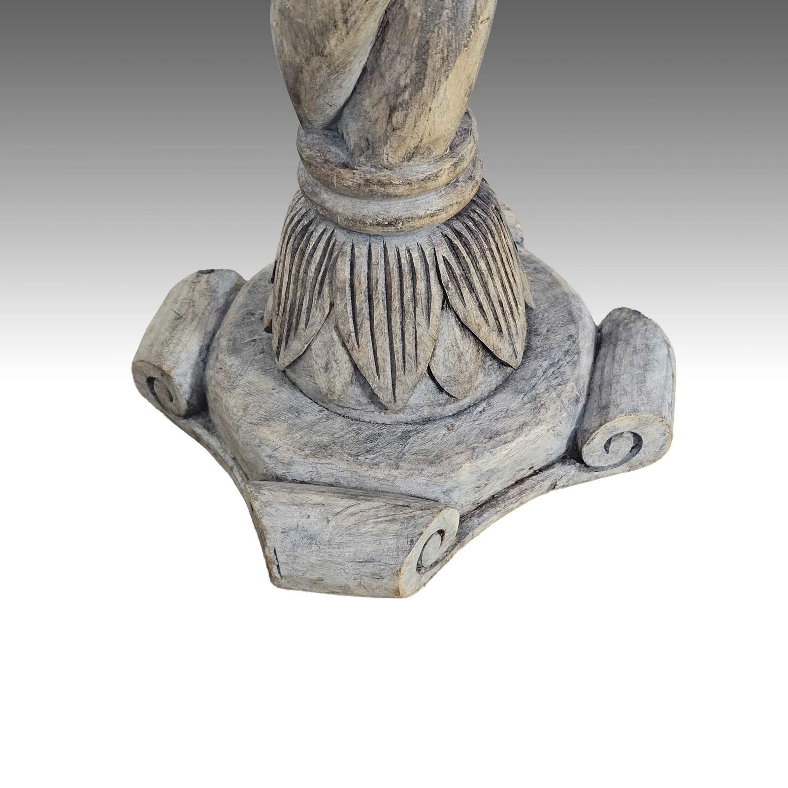 Home Decor Vintage Carved Wood Plant Stand   Barley Twist Pedestal photo