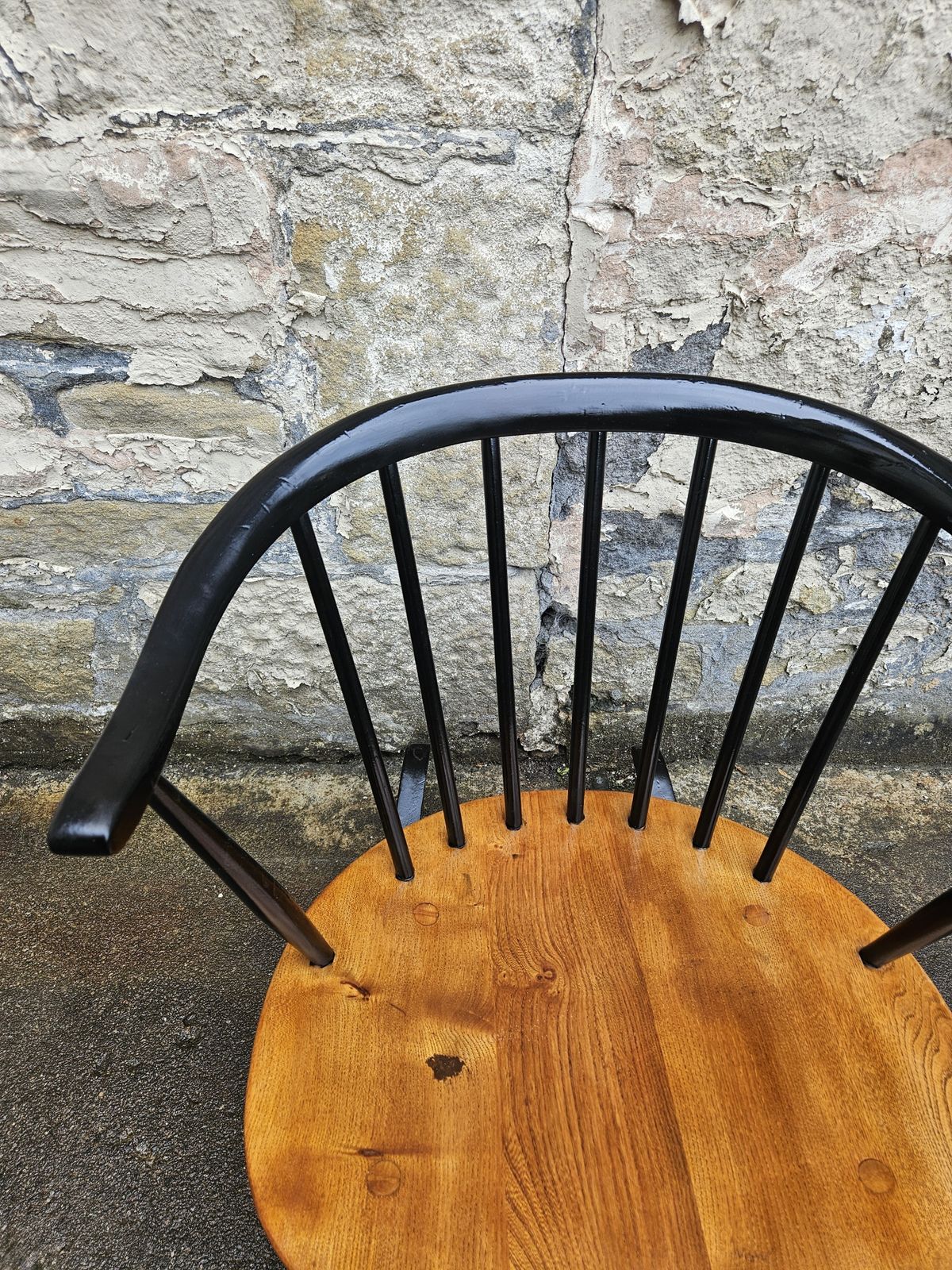 Ercol Cow Horn Bow Top Rocking Chair By Lucian Ercolani Model Number 452 In Black And Elm Mid Century Furniture photo Furniture
