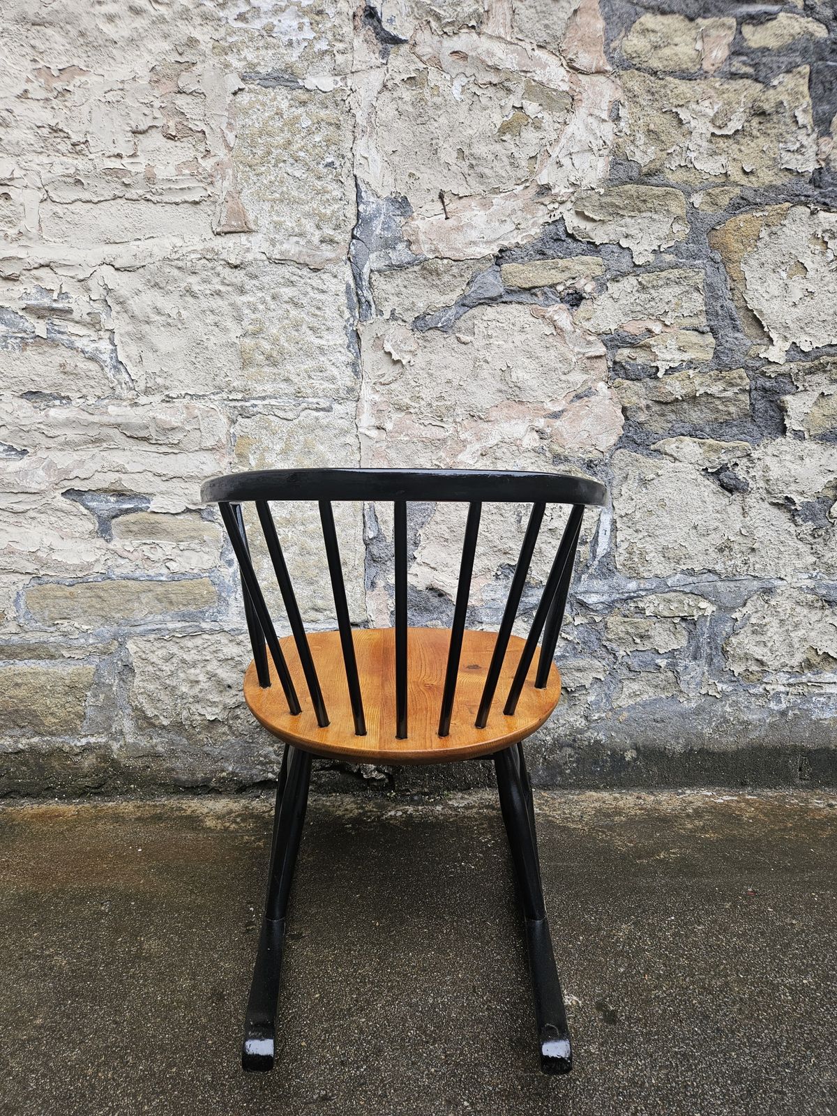 photo for sale Ercol Cow Horn Bow Top Rocking Chair By Lucian Ercolani Model Number 452 In Black And Elm Mid Century Furniture