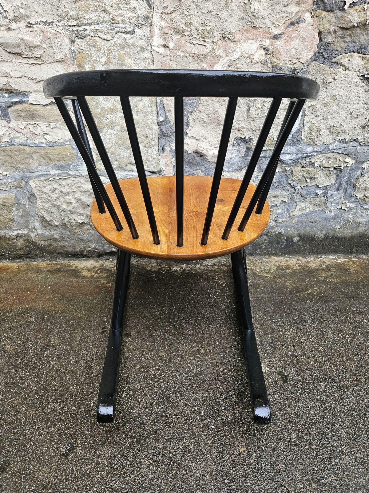 Furniture Ercol Cow Horn Bow Top Rocking Chair By Lucian Ercolani Model Number 452 In Black And Elm Mid Century Furniture photo