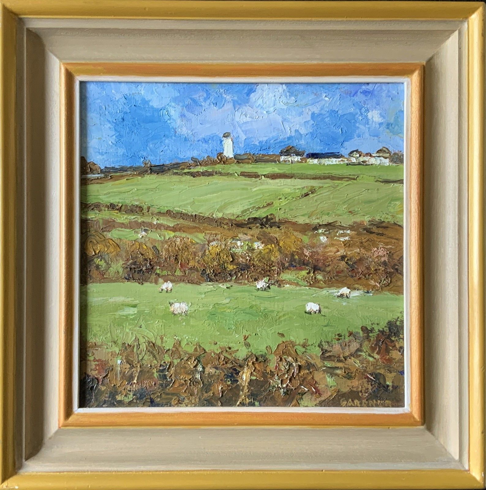 399.0 Keith Gardner Rca (B. 1933) Farming Sheep Landscape Impasto Oil Painting photo
