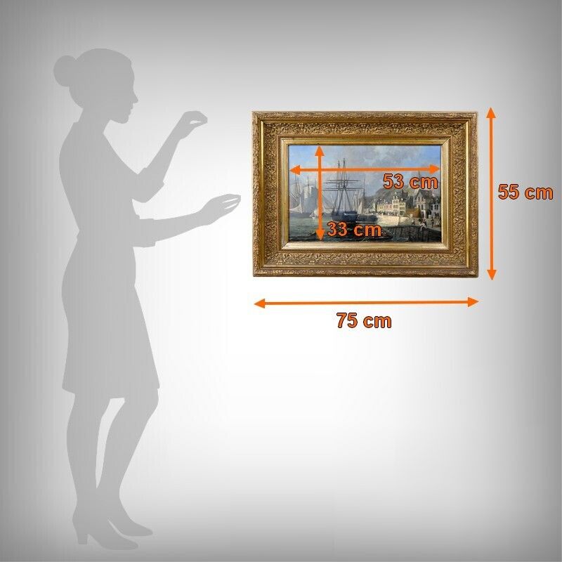 photo buy Painting “Quai En Lumière”, Oil On Panel, Signed Jules D’évry – Mid 199th