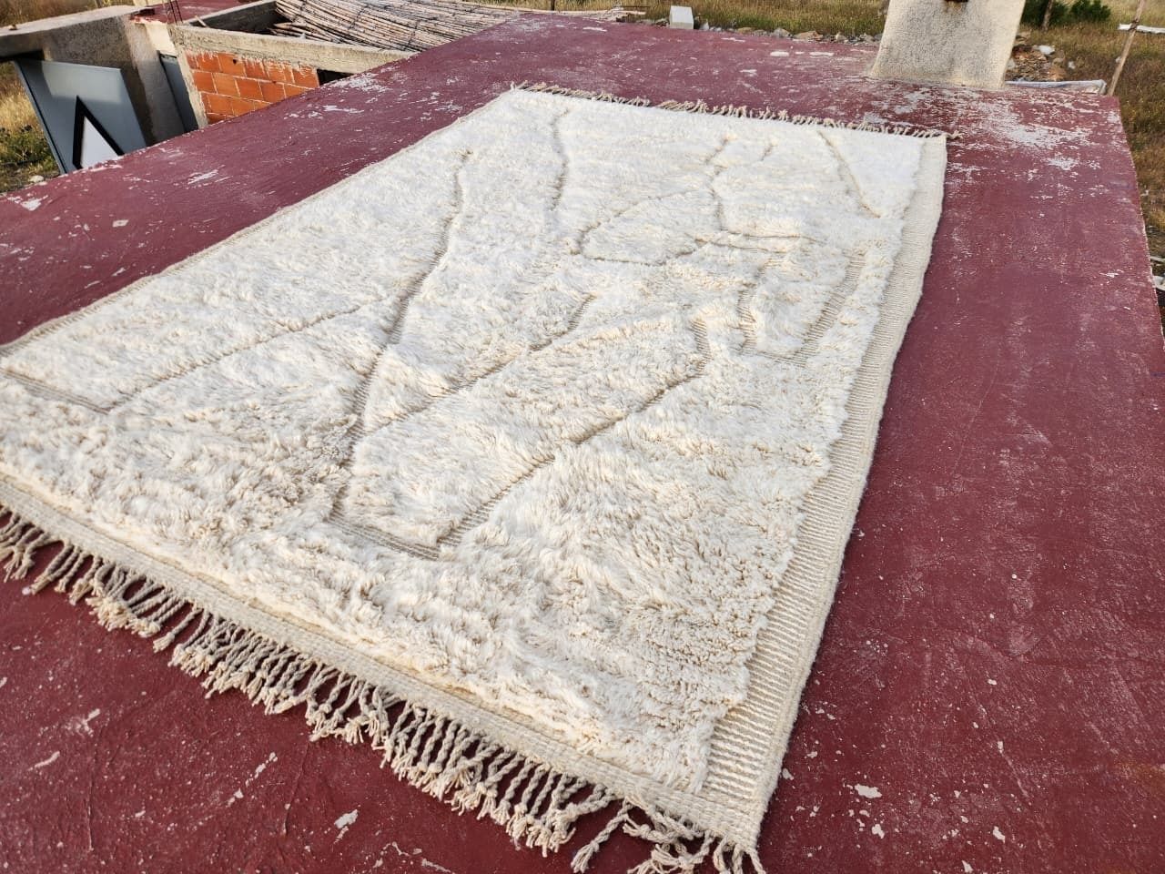 Minimalist Beni Ourain Rug 300x200 Cm Handmade Moroccan Wool photo furniture