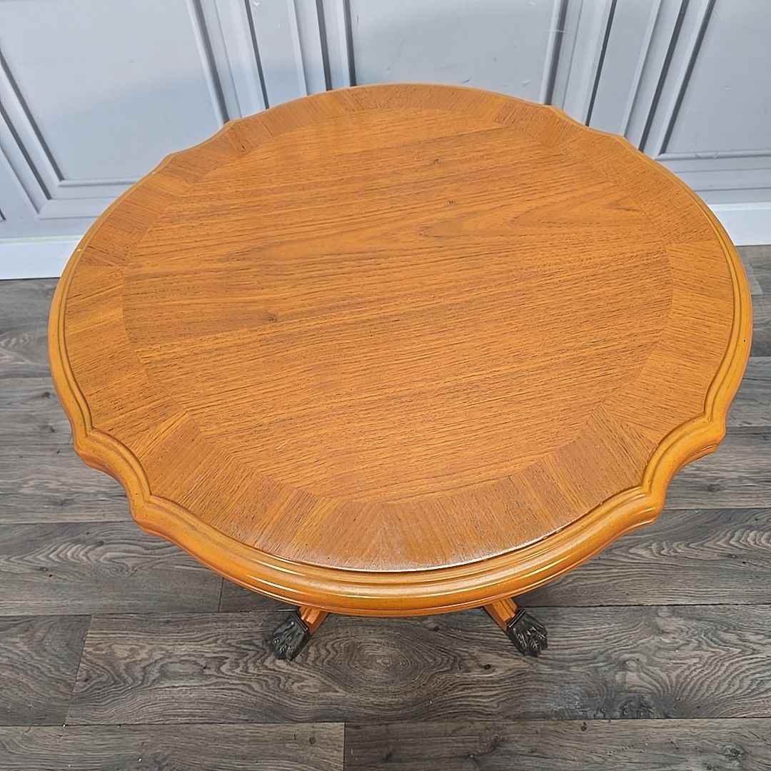 Vintage Side Coffee Table Round Claw Feet Column Regency Antique Style Wooden photo Furniture