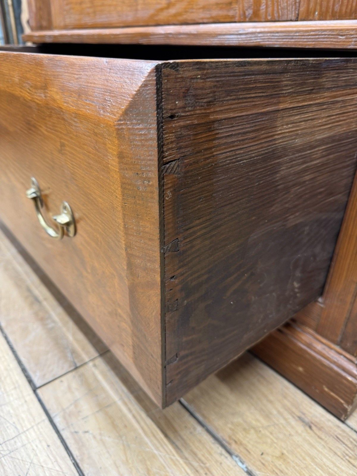Antique Pitch Pine Single Wardrobe Bedroom Storage Cupboard Drawer photo vinterior