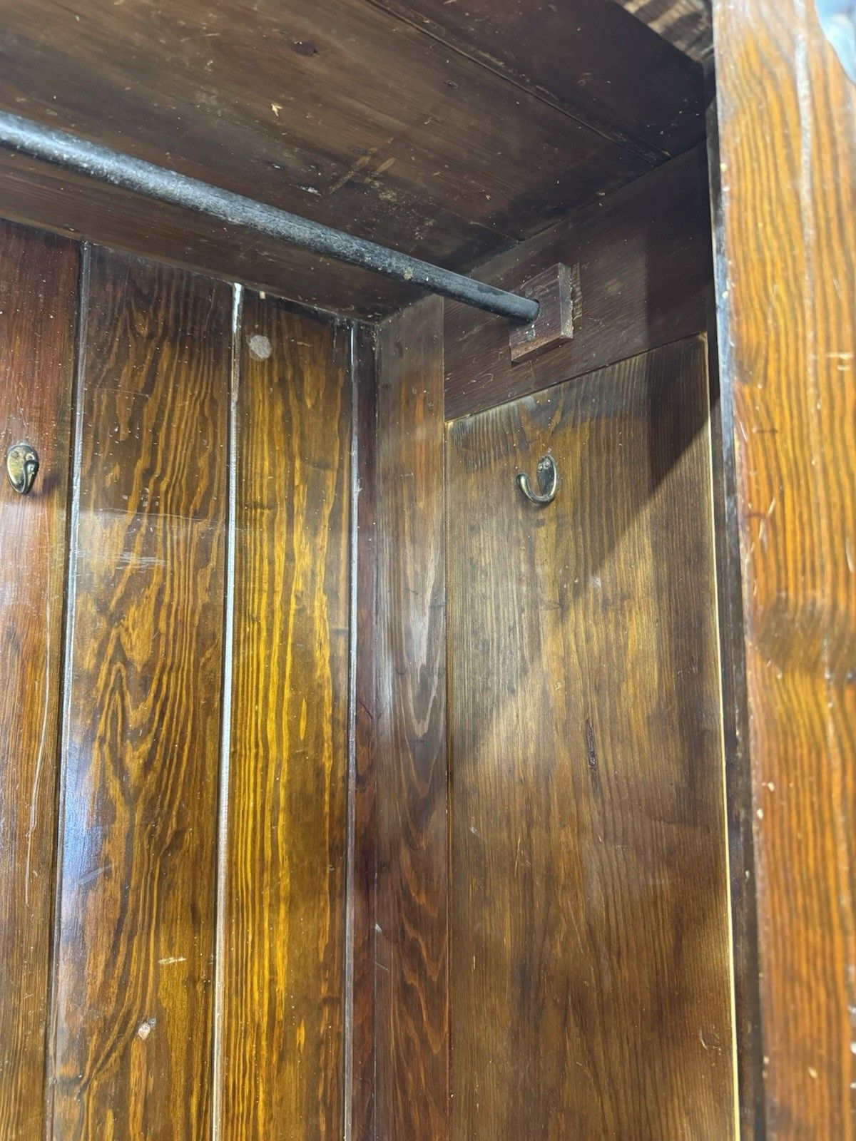 Antique Pitch Pine Single Wardrobe Bedroom Storage Cupboard Drawer photo buy