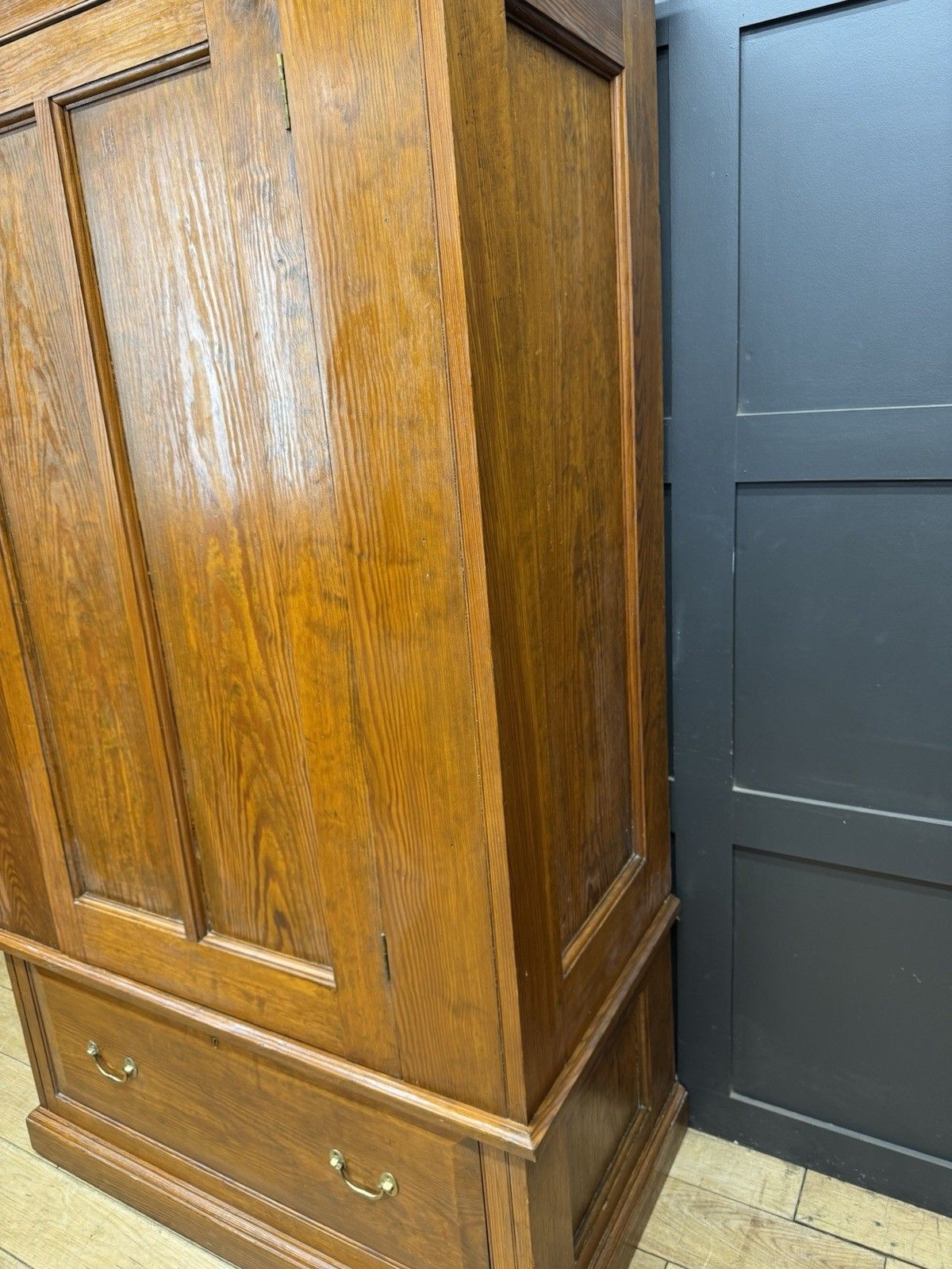photo buy Antique Pitch Pine Single Wardrobe Bedroom Storage Cupboard Drawer