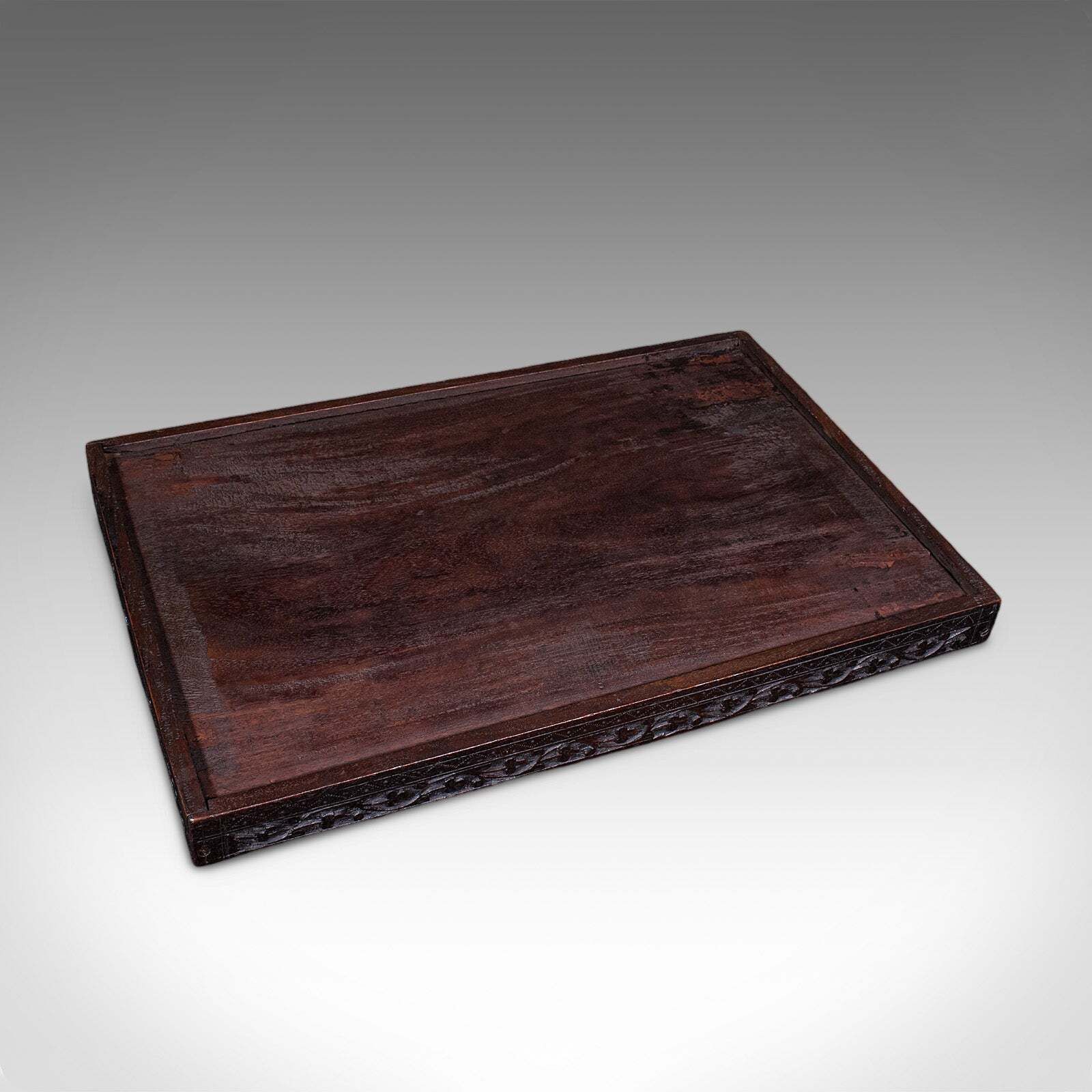 Antique Carved Serving Tray, Anglo Indian, Afternoon Tea Platter, Late Victorian photo vinterior