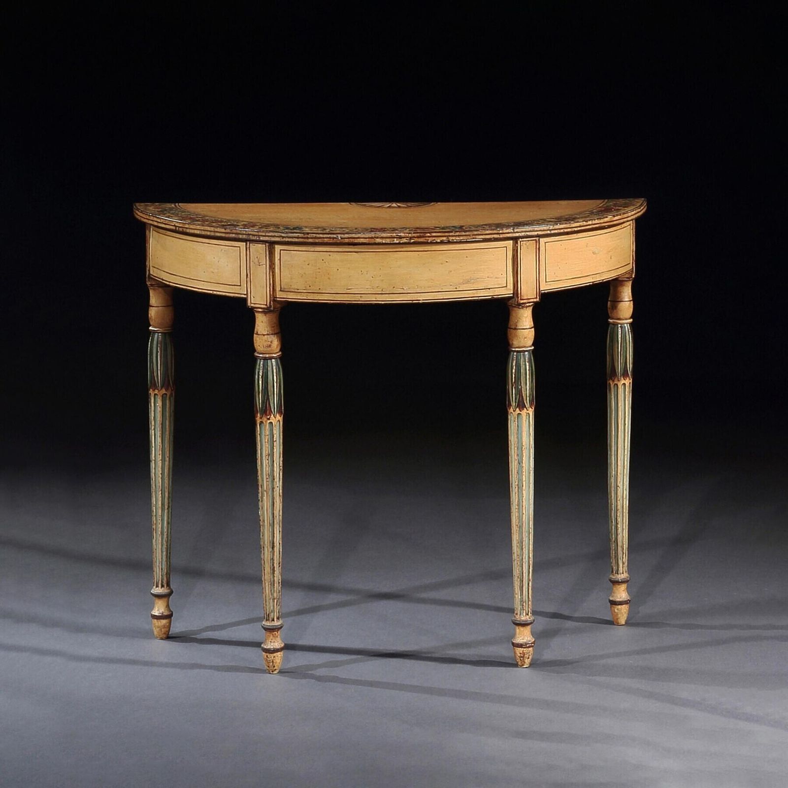 Georgian Painted Demi Lune Pier Table Likely By Seddon, Sons And Sons And Shackleton