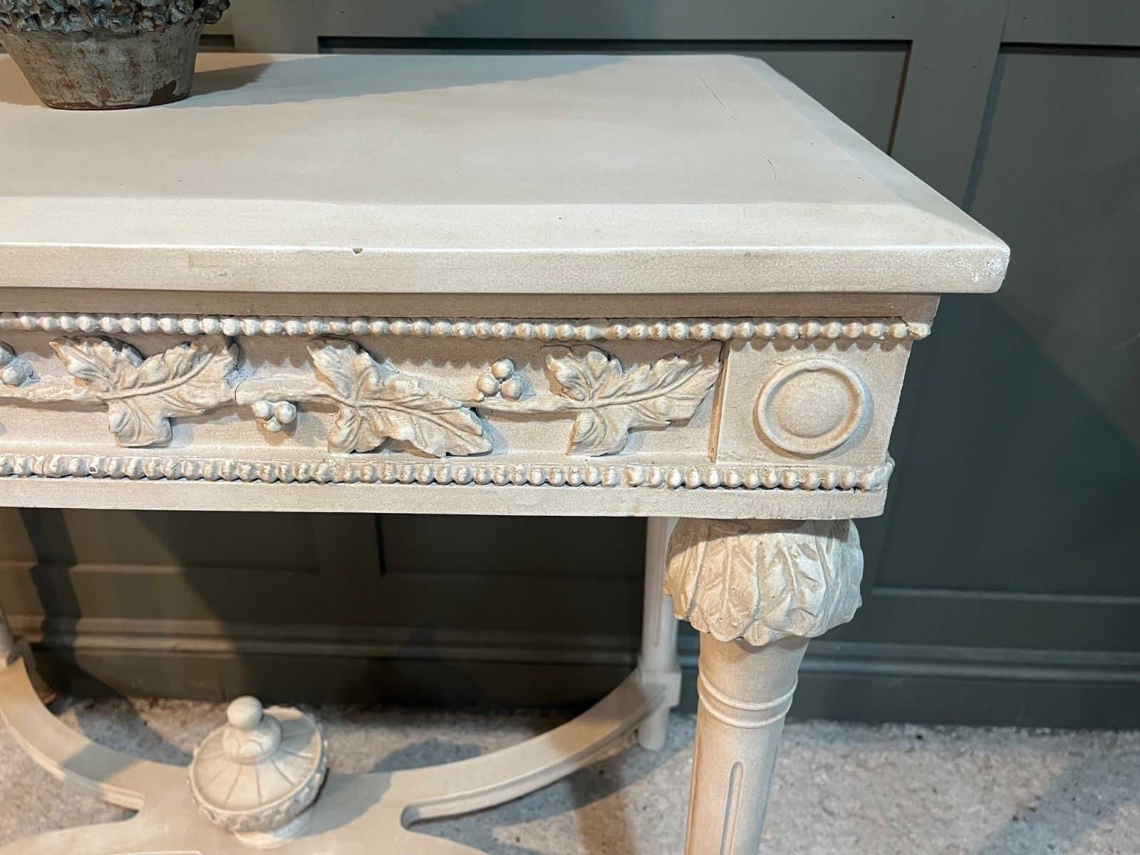 Painted & Carved French Style Table Painted Cream Louis XVI Style Vgc photo furniture