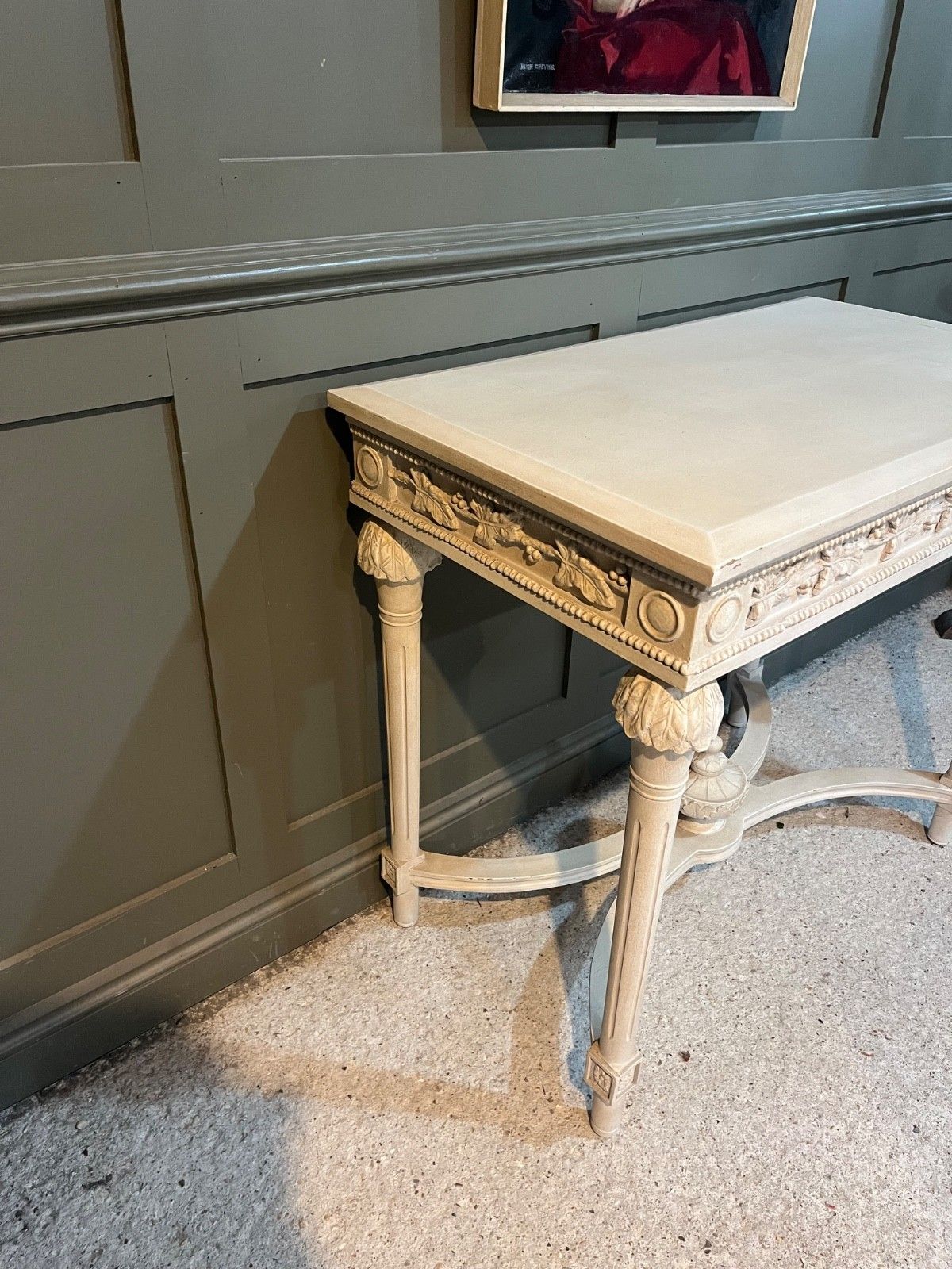 Painted & Carved French Style Table Painted Cream Louis XVI Style Vgc photo 475.0