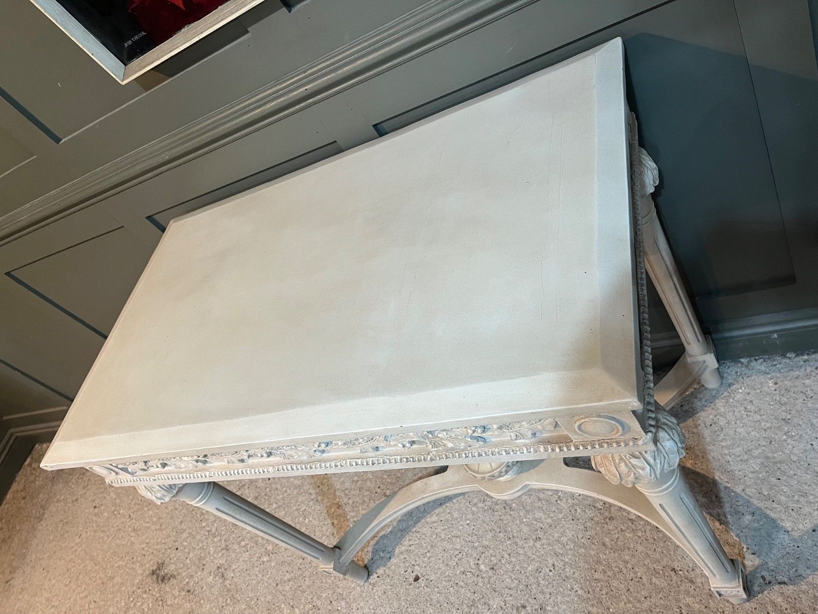Painted & Carved French Style Table Painted Cream Louis XVI Style Vgc photo buy