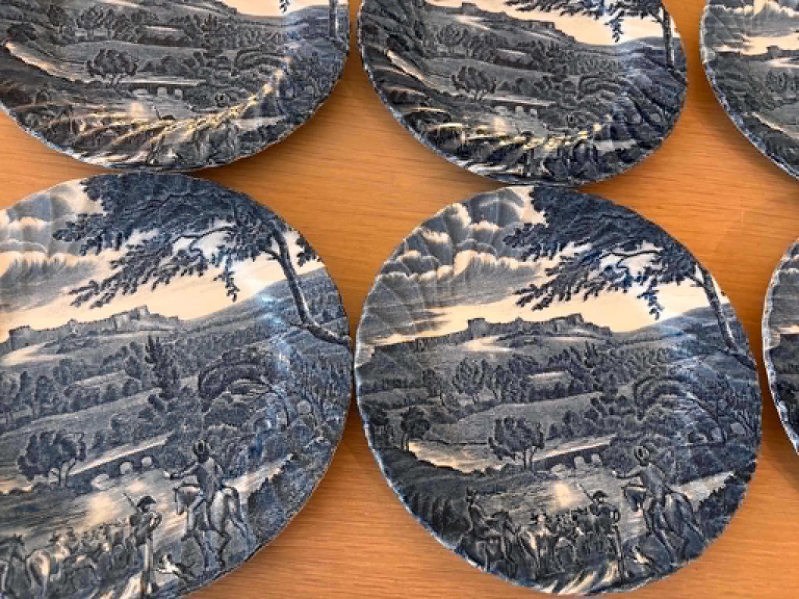 Woonaccessoires Road To Windsor 6 Dessertborden Blauw Bordset Door Johnson Brothers: Engels Transferware 19,7 cm/7,8" photo