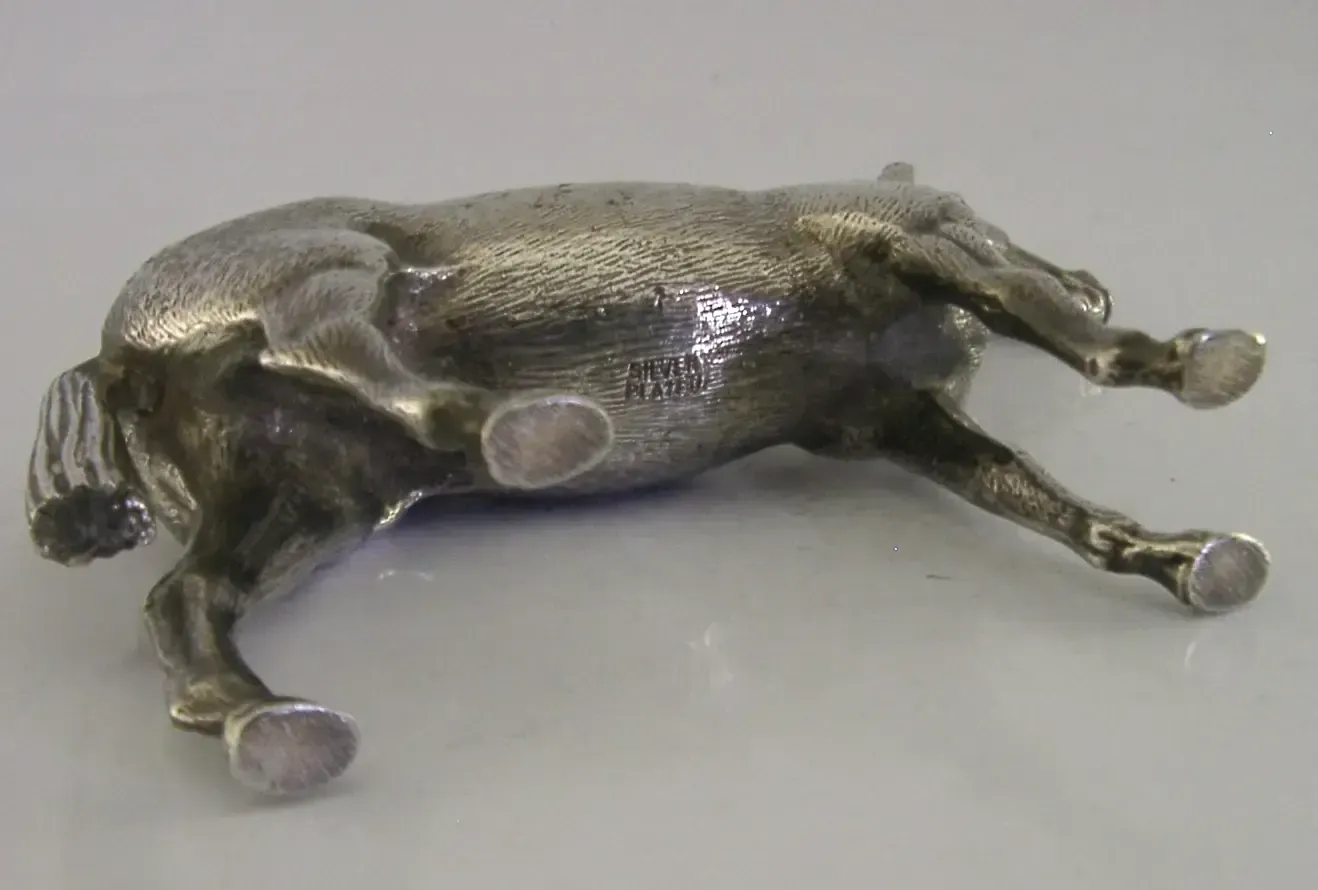Good Sized English Silver Plated Horse Desk Figure C1950s Hunting Riding Racing photo vinterior