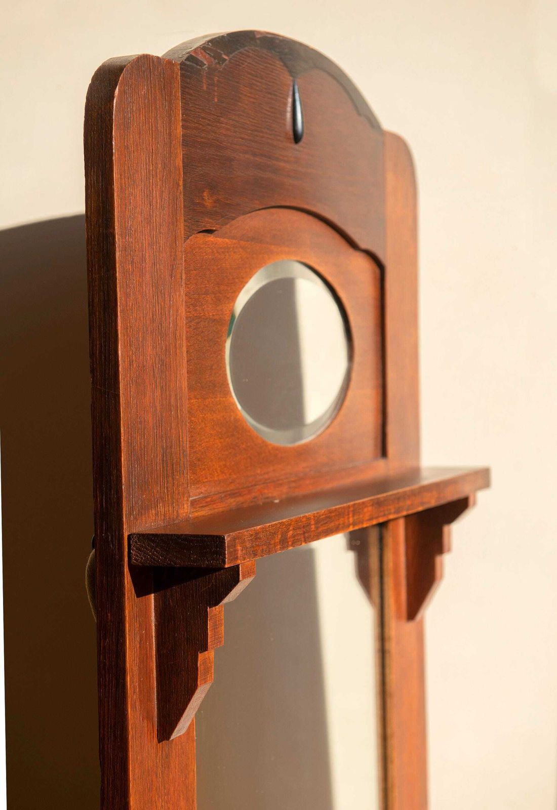 Large Dutch Art Deco Mirror – Amsterdam School Oak Wall Mirror – Antique Hallway Mirror, 1920s photo 454.0