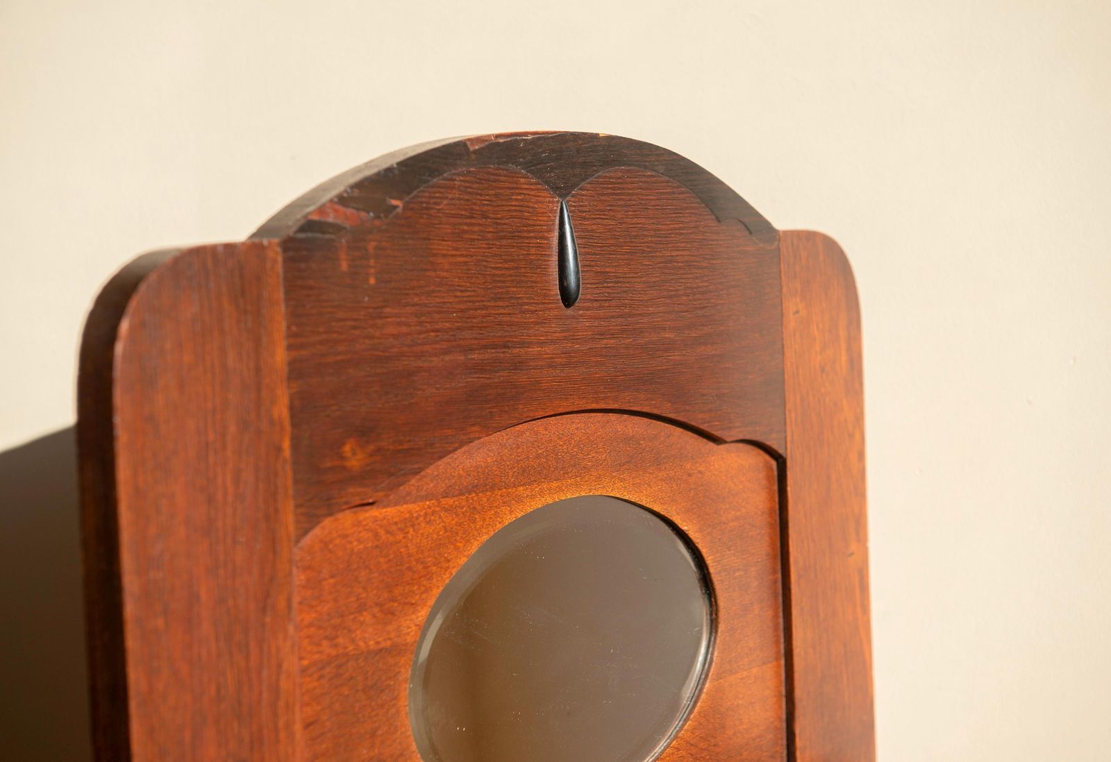 photo for sale Large Dutch Art Deco Mirror – Amsterdam School Oak Wall Mirror – Antique Hallway Mirror, 1920s